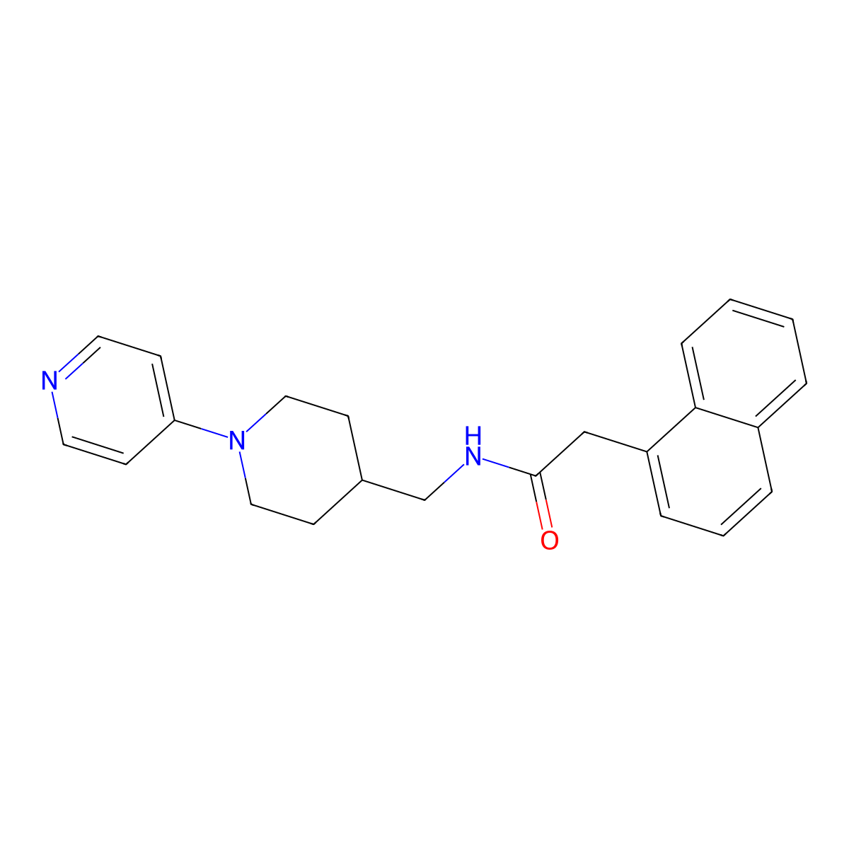 2-(naphthalen-1-yl)-N-((1-(pyridin-4-yl)piperidin-4-yl)methyl)acetamide molecular structure, CAS 2034237-49-3