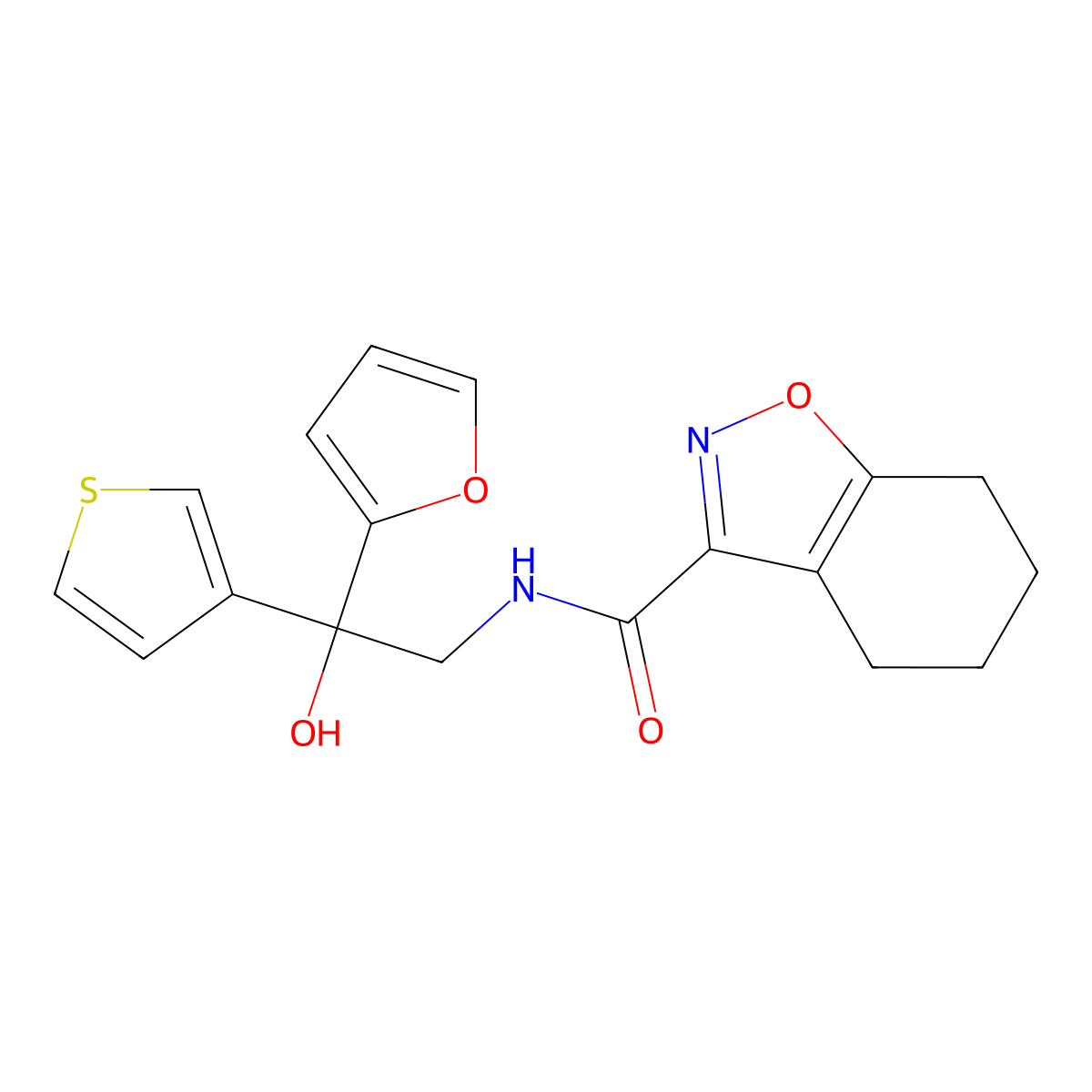 N-(2-(furan-2-yl)-2-hydroxy-2-(thiophen-3-yl)ethyl)-4,5,6,7-tetrahydrobenzo[d]isoxazole-3-carboxamide molecular structure, CAS 2034237-54-0
