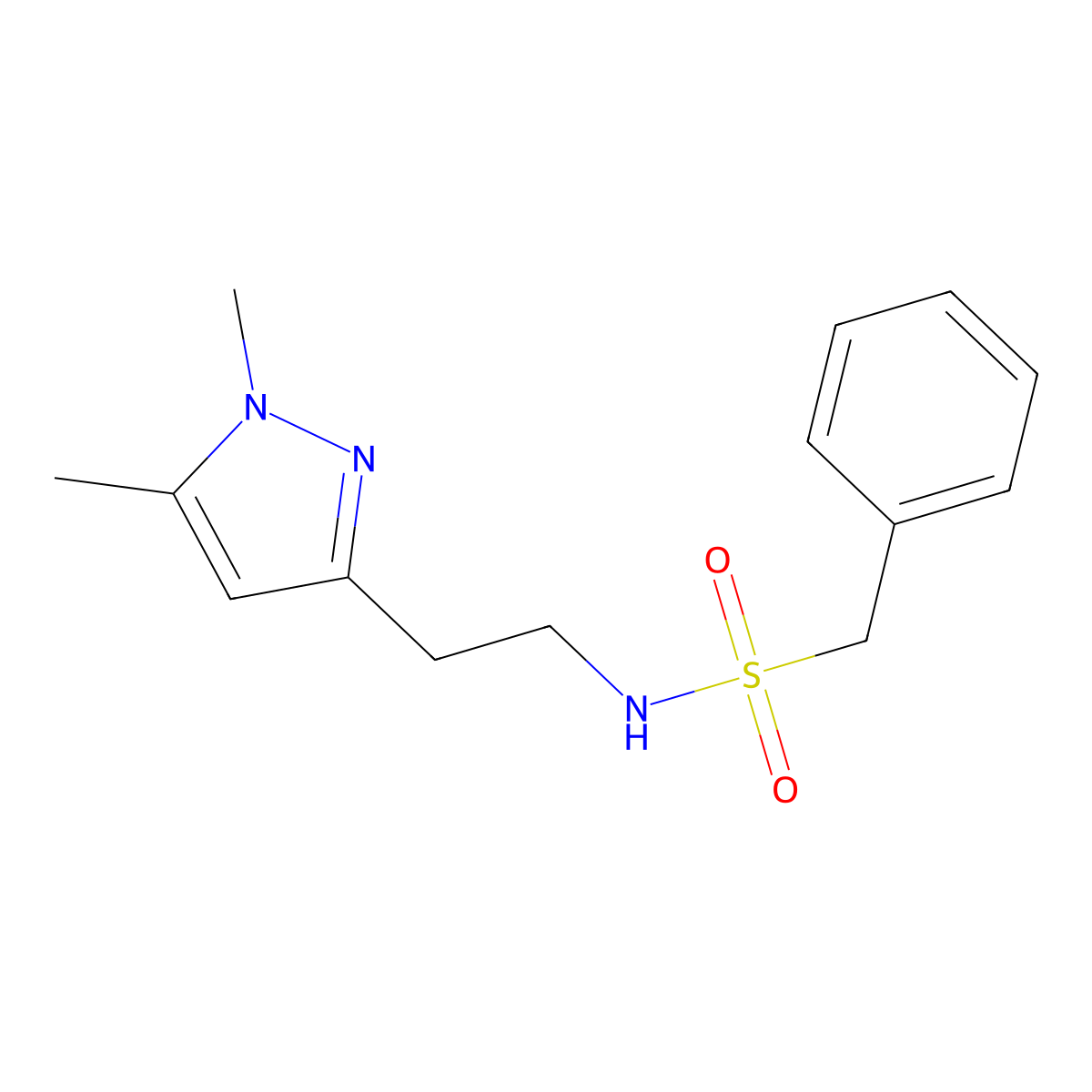 N-[2-(1,5-dimethyl-1H-pyrazol-3-yl)ethyl]-1-phenylmethanesulfonamide molecular structure, CAS 2034237-56-2