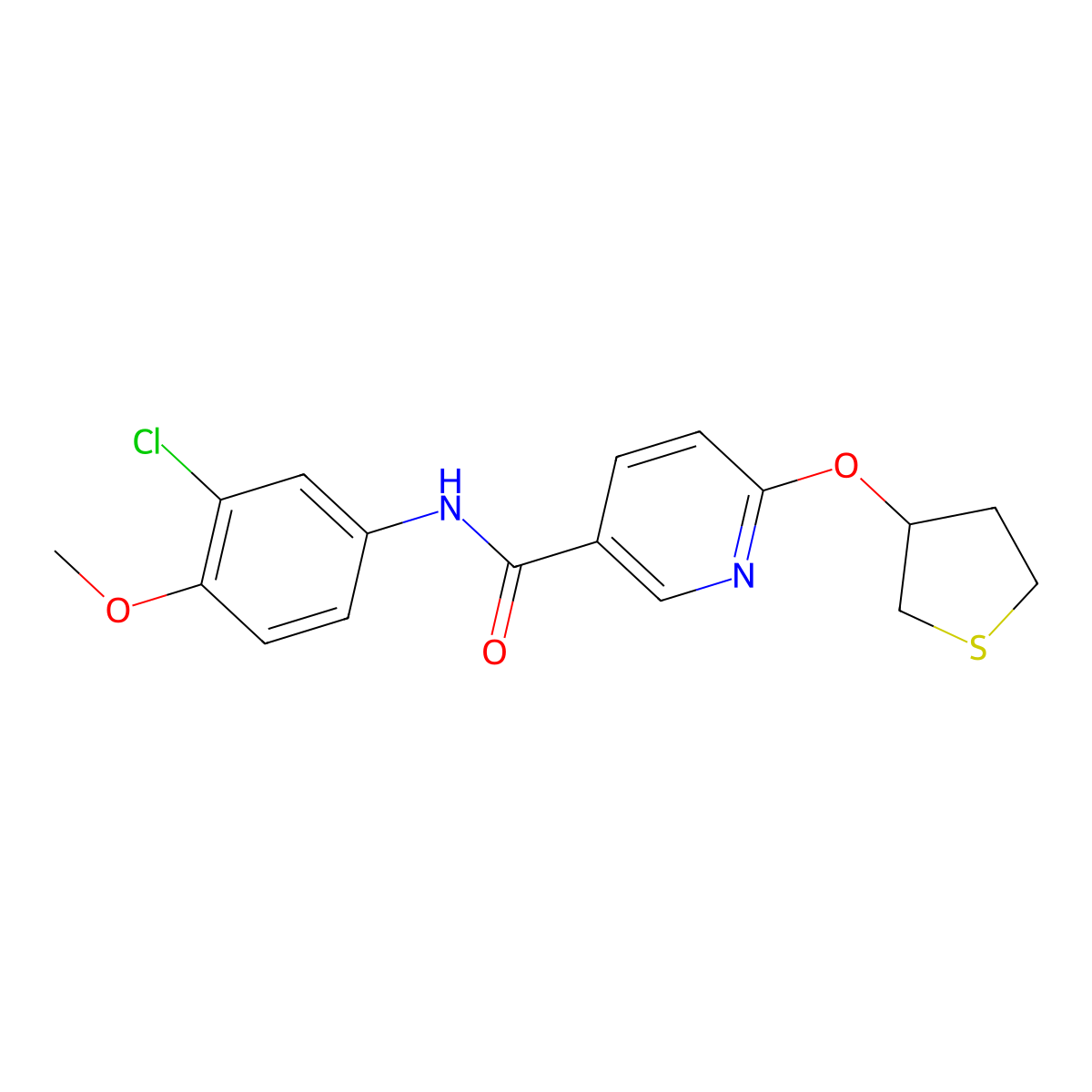 N-(3-chloro-4-methoxyphenyl)-6-((tetrahydrothiophen-3-yl)oxy)nicotinamide molecular structure, CAS 2034237-57-3