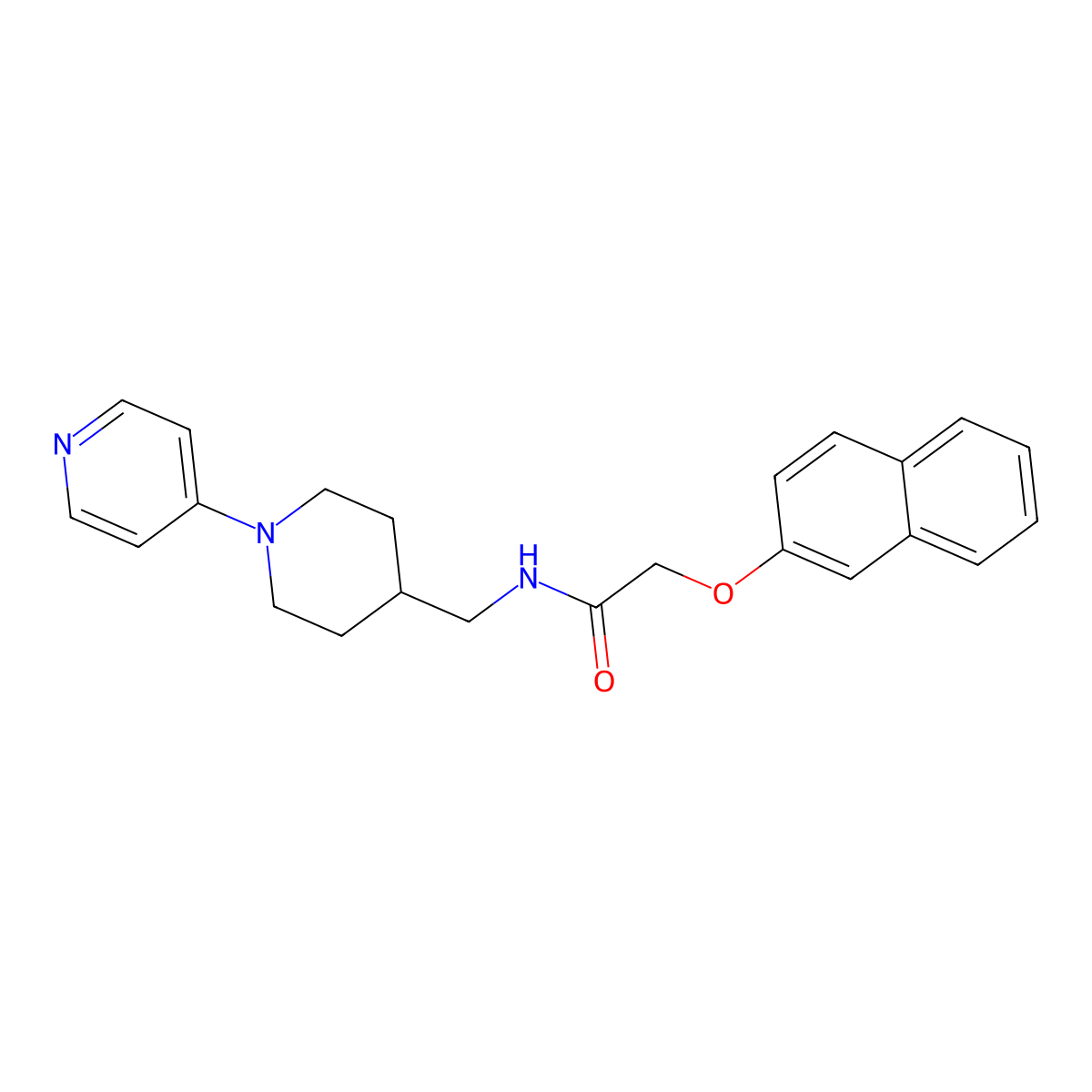 2-(naphthalen-2-yloxy)-N-((1-(pyridin-4-yl)piperidin-4-yl)methyl)acetamide molecular structure, CAS 2034237-60-8