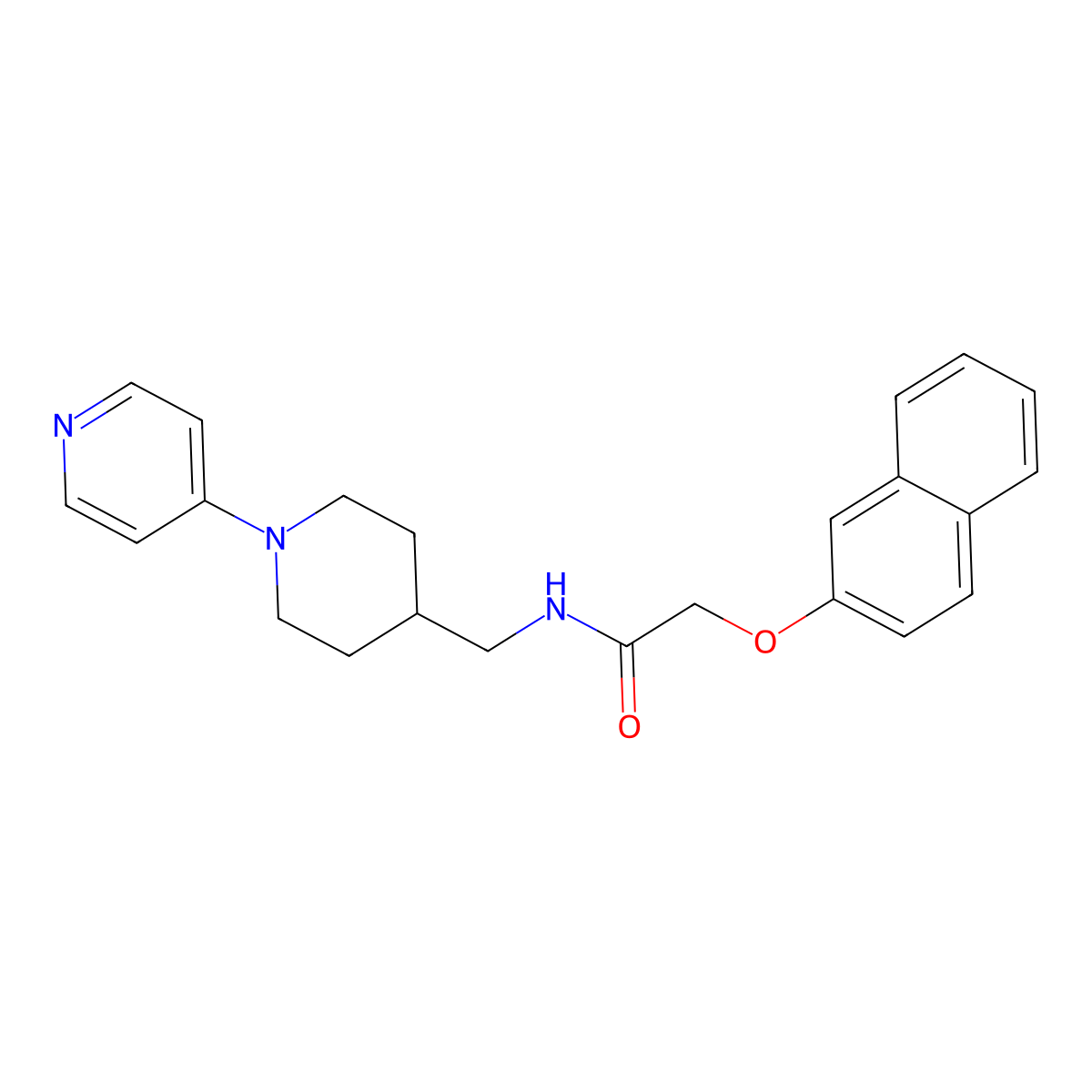 2-(naphthalen-2-yloxy)-N-((1-(pyridin-4-yl)piperidin-4-yl)methyl)acetamide molecular structure, CAS 2034237-60-8