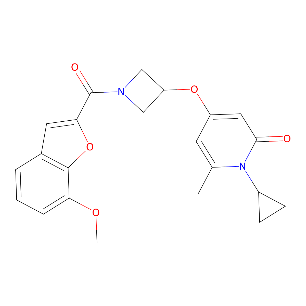 1-cyclopropyl-4-((1-(7-methoxybenzofuran-2-carbonyl)azetidin-3-yl)oxy)-6-methylpyridin-2(1H)-one molecular structure, CAS 2034237-63-1