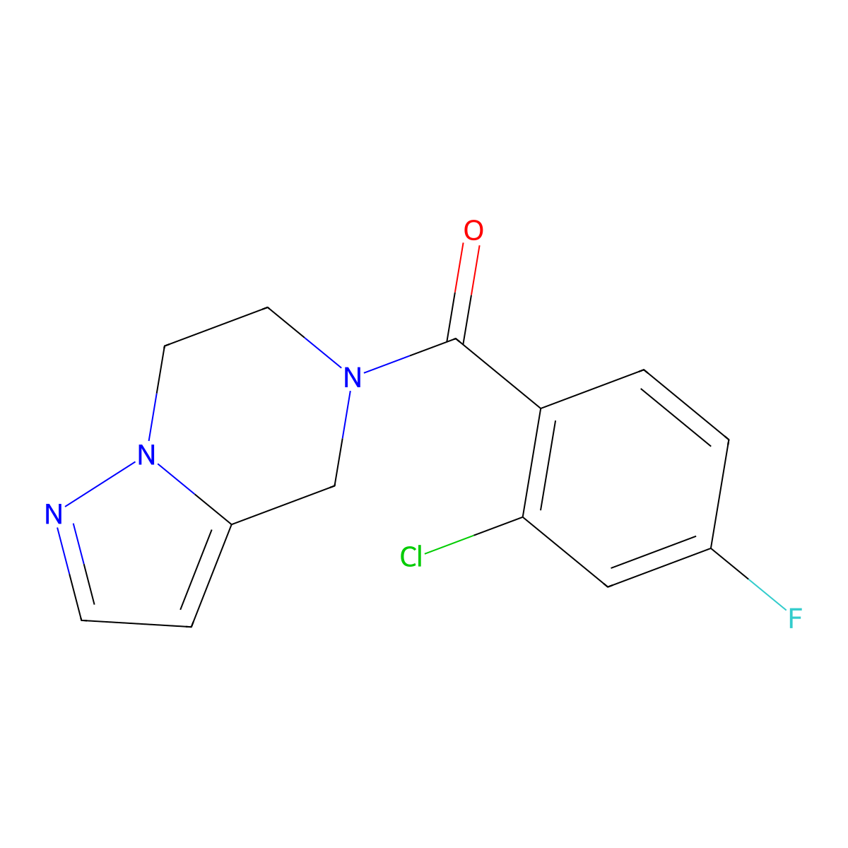 (2-chloro-4-fluorophenyl)(6,7-dihydropyrazolo[1,5-a]pyrazin-5(4H)-yl)methanone molecular structure, CAS 2034237-64-2