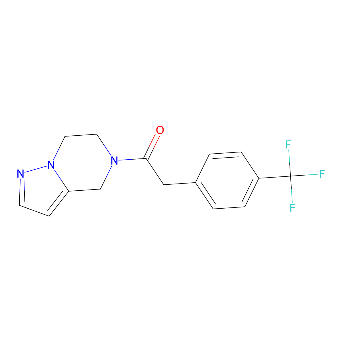 1-(6,7-dihydropyrazolo[1,5-a]pyrazin-5(4H)-yl)-2-(4-(trifluoromethyl)phenyl)ethanone molecular structure, CAS 2034237-69-7