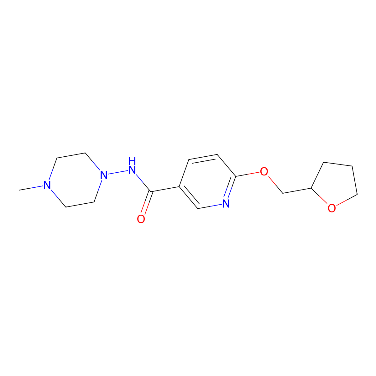 N-(4-methylpiperazin-1-yl)-6-((tetrahydrofuran-2-yl)methoxy)nicotinamide molecular structure, CAS 2034237-70-0