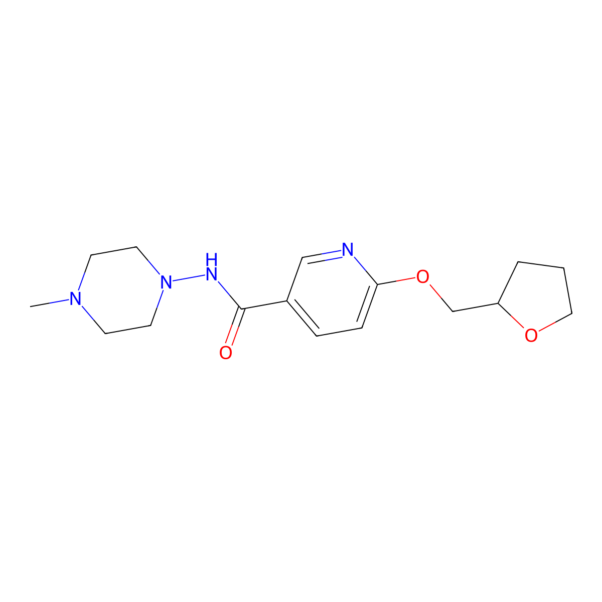 N-(4-methylpiperazin-1-yl)-6-((tetrahydrofuran-2-yl)methoxy)nicotinamide molecular structure, CAS 2034237-70-0