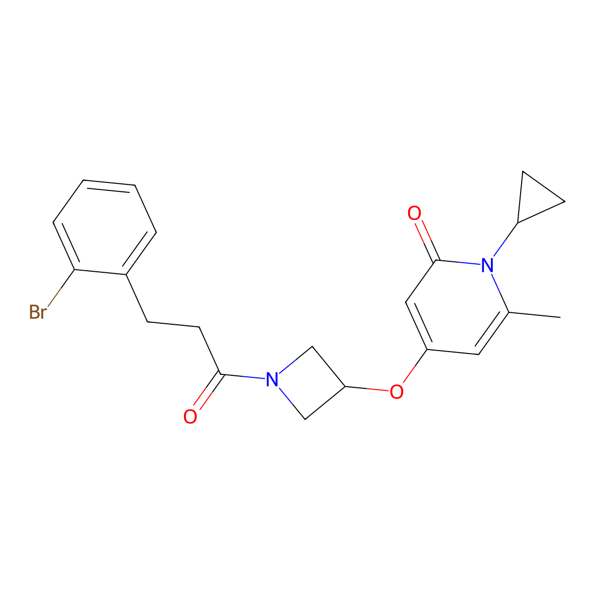 4-((1-(3-(2-bromophenyl)propanoyl)azetidin-3-yl)oxy)-1-cyclopropyl-6-methylpyridin-2(1H)-one molecular structure, CAS 2034237-78-8