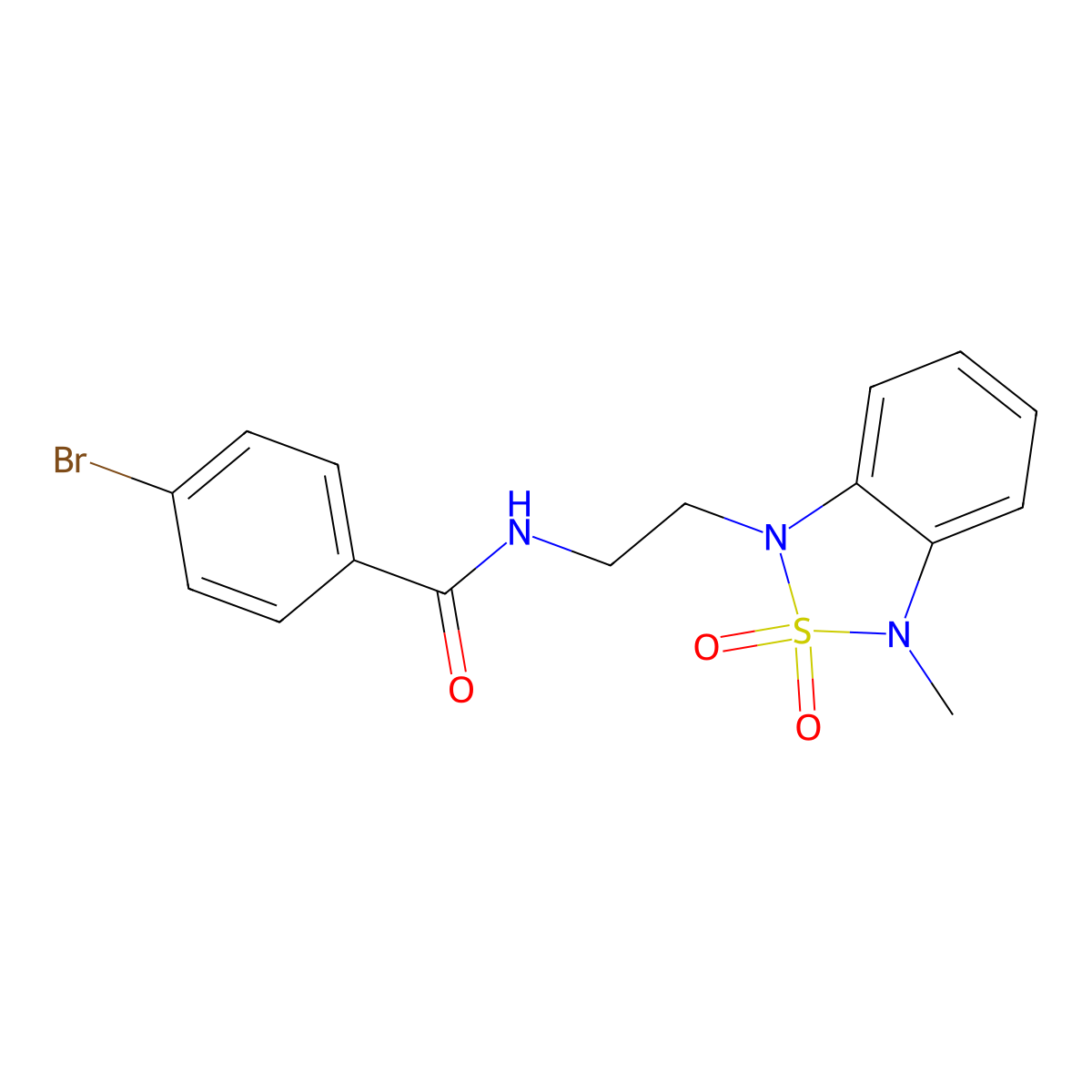 4-bromo-N-(2-(3-methyl-2,2-dioxidobenzo[c][1,2,5]thiadiazol-1(3H)-yl)ethyl)benzamide molecular structure, CAS 2034237-86-8
