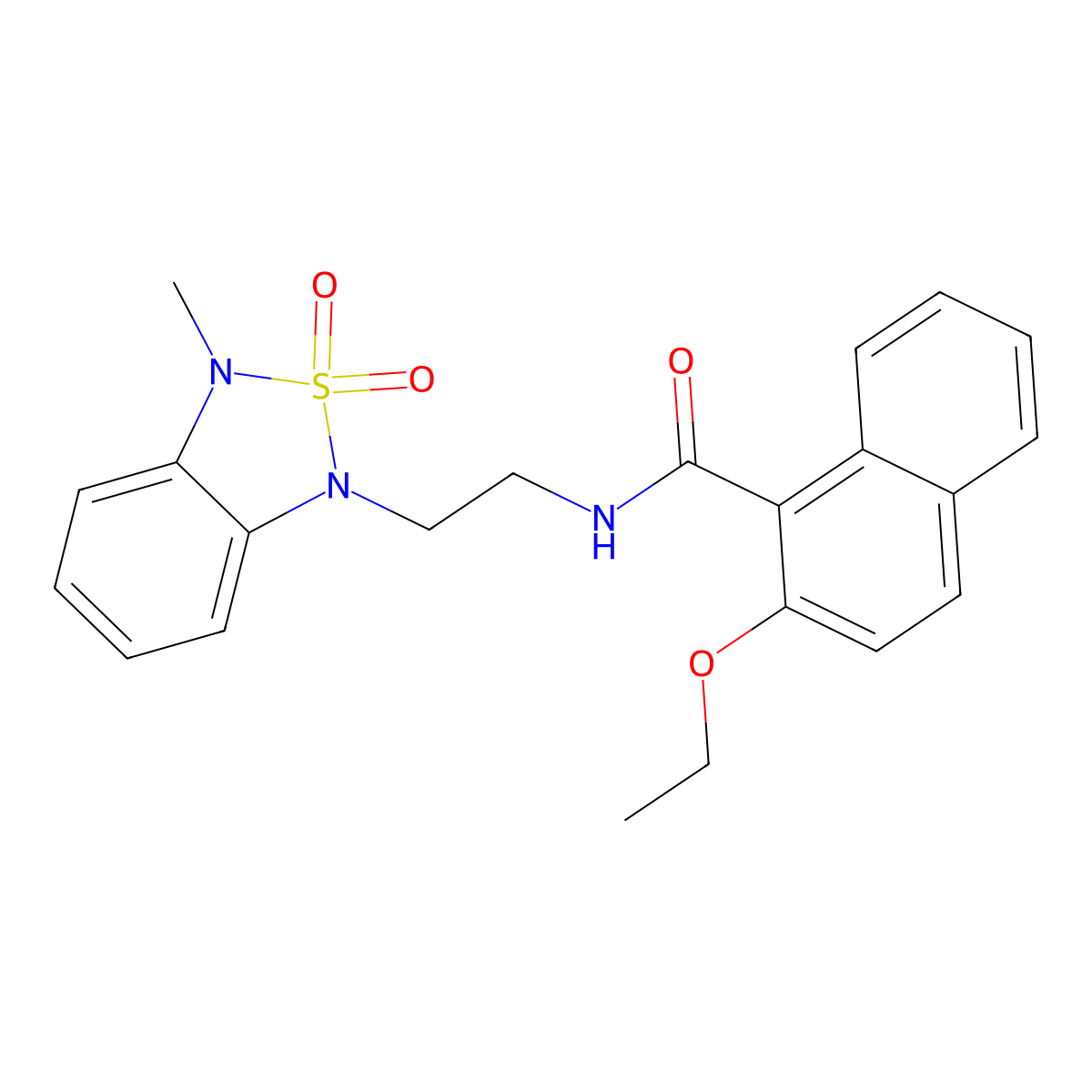 2-ethoxy-N-(2-(3-methyl-2,2-dioxidobenzo[c][1,2,5]thiadiazol-1(3H)-yl)ethyl)-1-naphthamide molecular structure, CAS 2034237-92-6