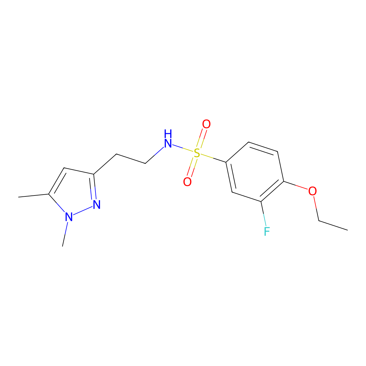N-(2-(1,5-dimethyl-1H-pyrazol-3-yl)ethyl)-4-ethoxy-3-fluorobenzenesulfonamide molecular structure, CAS 2034237-93-7