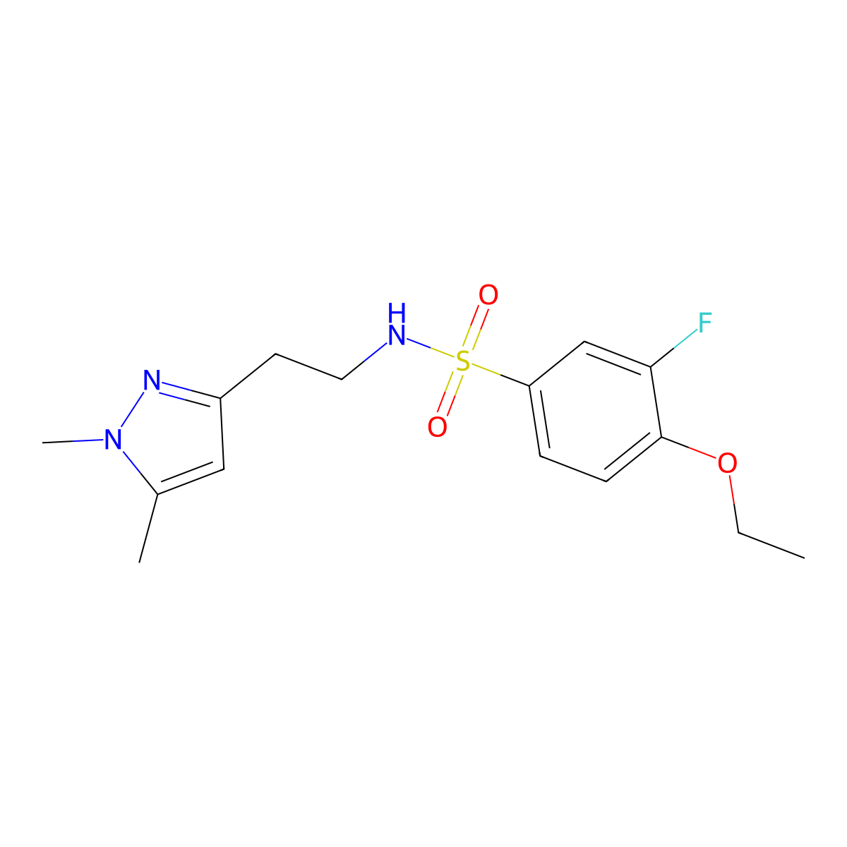 N-(2-(1,5-dimethyl-1H-pyrazol-3-yl)ethyl)-4-ethoxy-3-fluorobenzenesulfonamide molecular structure, CAS 2034237-93-7