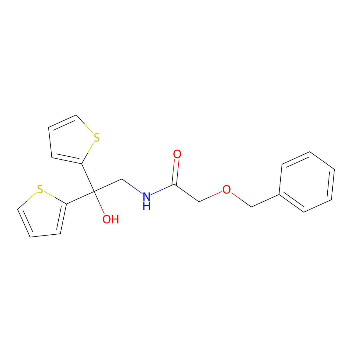 2-(benzyloxy)-N-(2-hydroxy-2,2-di(thiophen-2-yl)ethyl)acetamide molecular structure, CAS 2034237-94-8