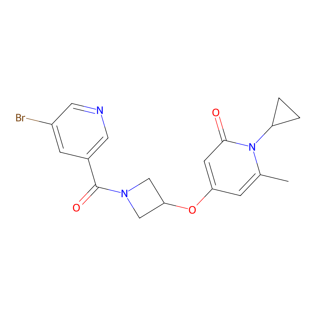 4-((1-(5-bromonicotinoyl)azetidin-3-yl)oxy)-1-cyclopropyl-6-methylpyridin-2(1H)-one molecular structure, CAS 2034238-00-9