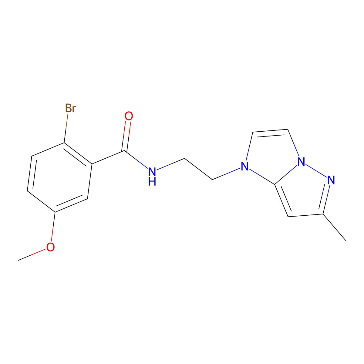 2-bromo-5-methoxy-N-(2-(6-methyl-1H-imidazo[1,2-b]pyrazol-1-yl)ethyl)benzamide molecular structure, CAS 2034238-02-1