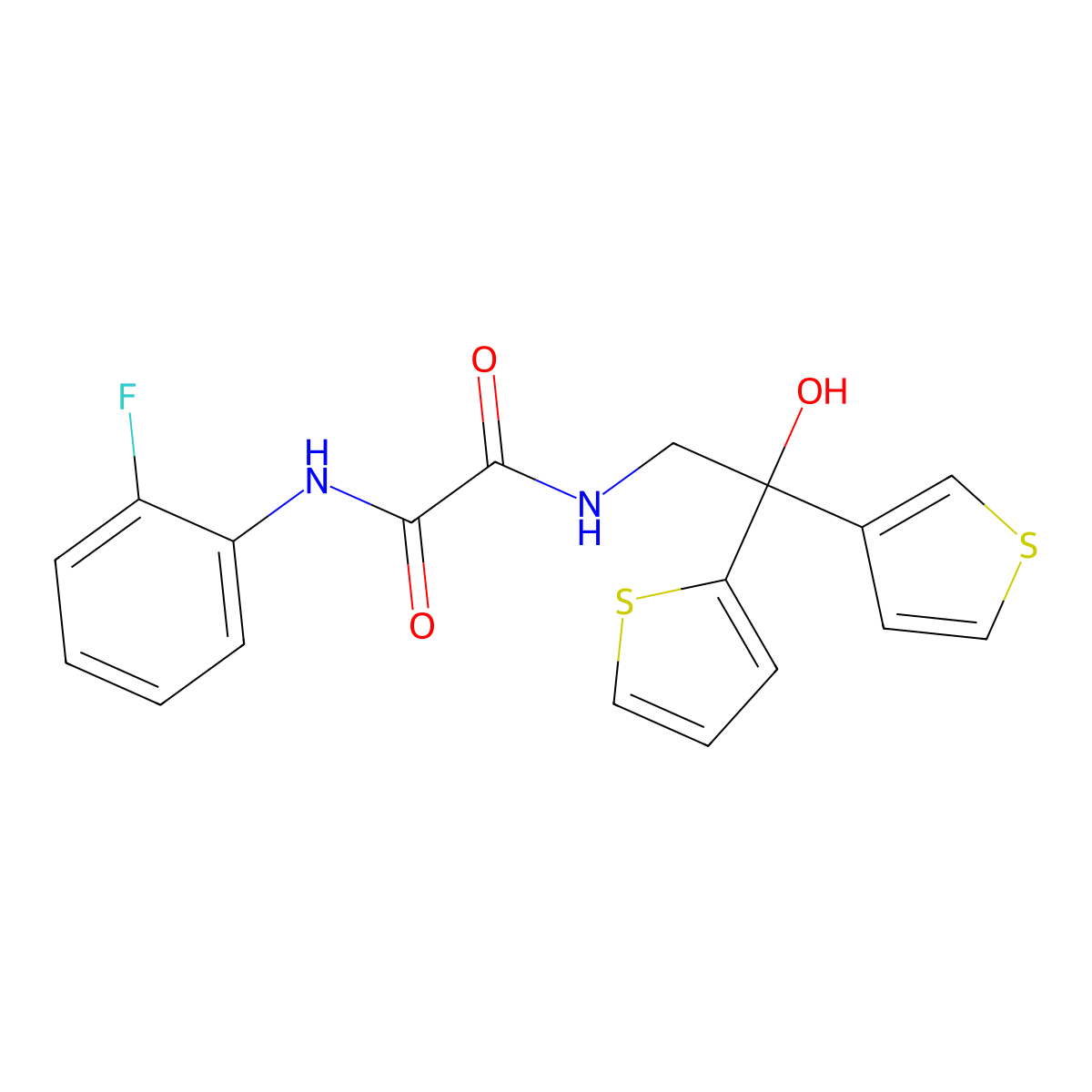 N1-(2-fluorophenyl)-N2-(2-hydroxy-2-(thiophen-2-yl)-2-(thiophen-3-yl)ethyl)oxalamide molecular structure, CAS 2034238-03-2