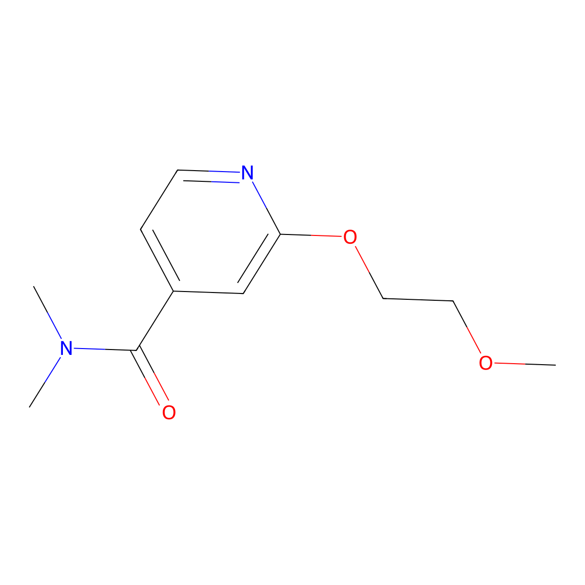 2-(2-methoxyethoxy)-N,N-dimethylisonicotinamide molecular structure, CAS 2034238-05-4