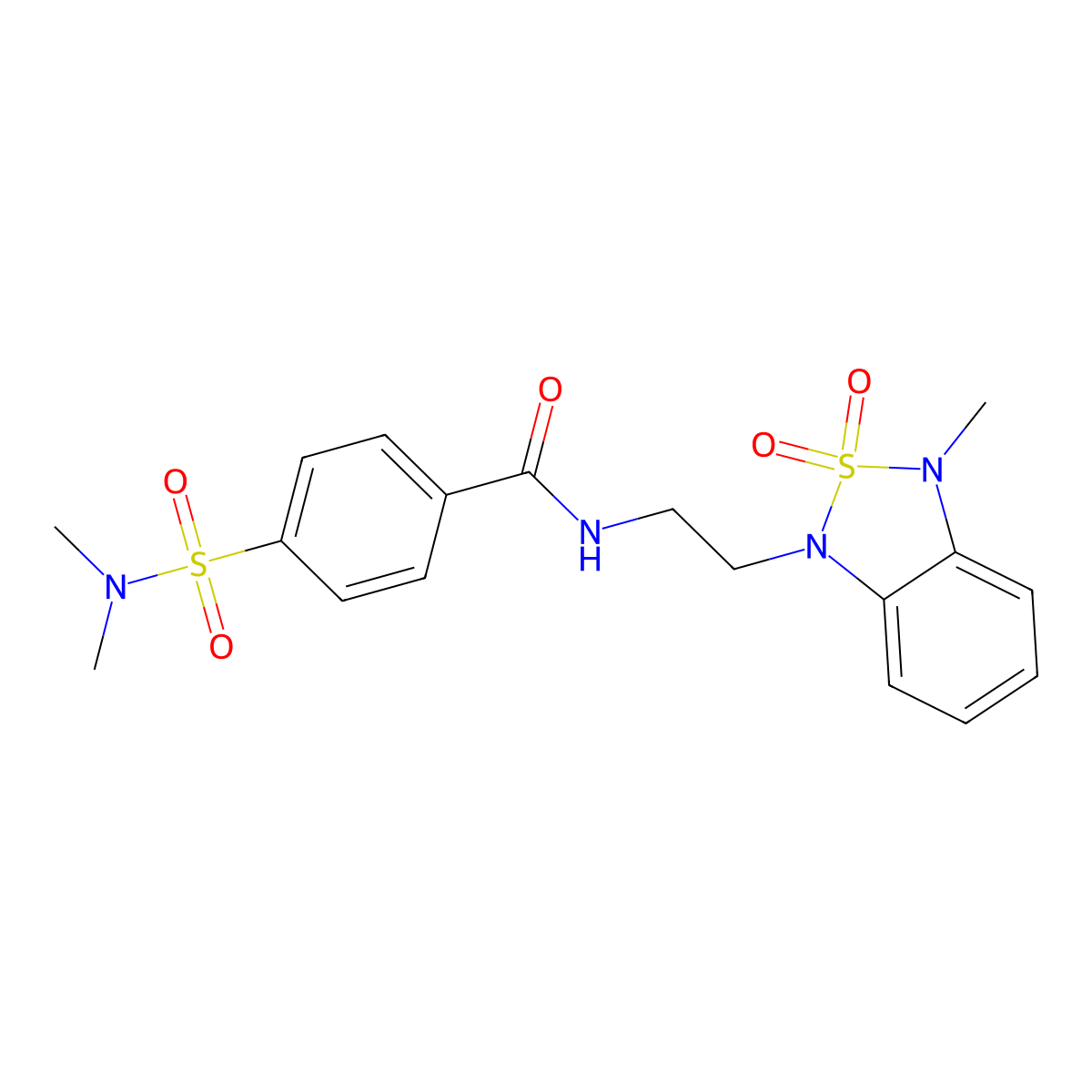 4-(N,N-dimethylsulfamoyl)-N-(2-(3-methyl-2,2-dioxidobenzo[c][1,2,5]thiadiazol-1(3H)-yl)ethyl)benzamide molecular structure, CAS 2034238-15-6