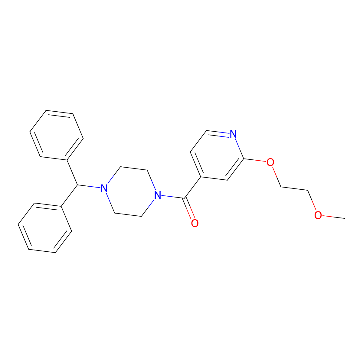 (4-Benzhydrylpiperazin-1-yl)(2-(2-methoxyethoxy)pyridin-4-yl)methanone molecular structure, CAS 2034238-20-3
