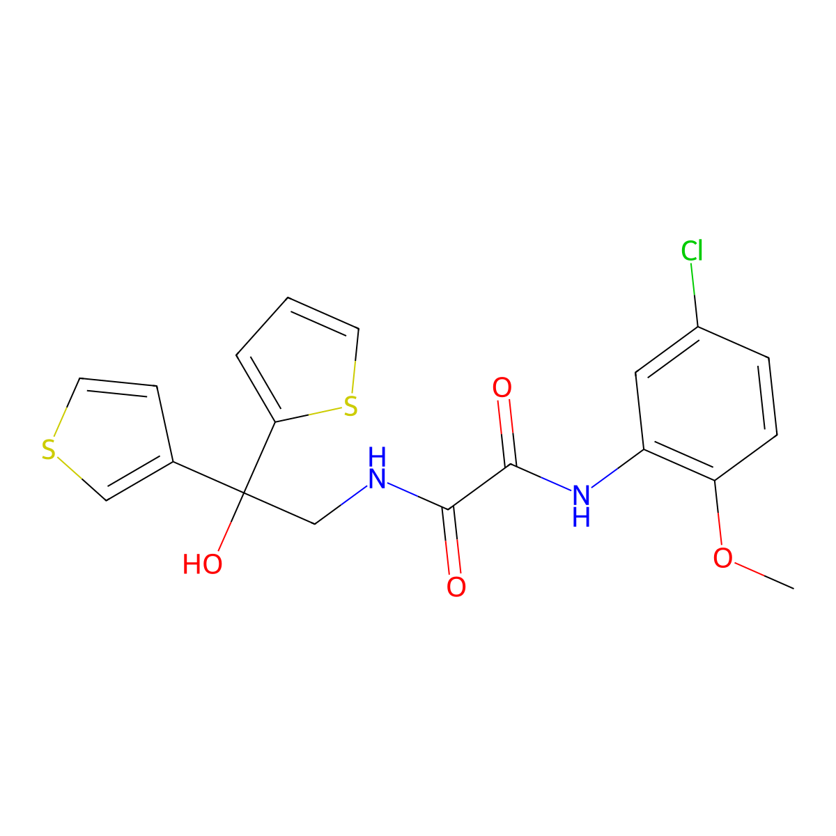 N1-(5-chloro-2-methoxyphenyl)-N2-(2-hydroxy-2-(thiophen-2-yl)-2-(thiophen-3-yl)ethyl)oxalamide molecular structure, CAS 2034238-22-5