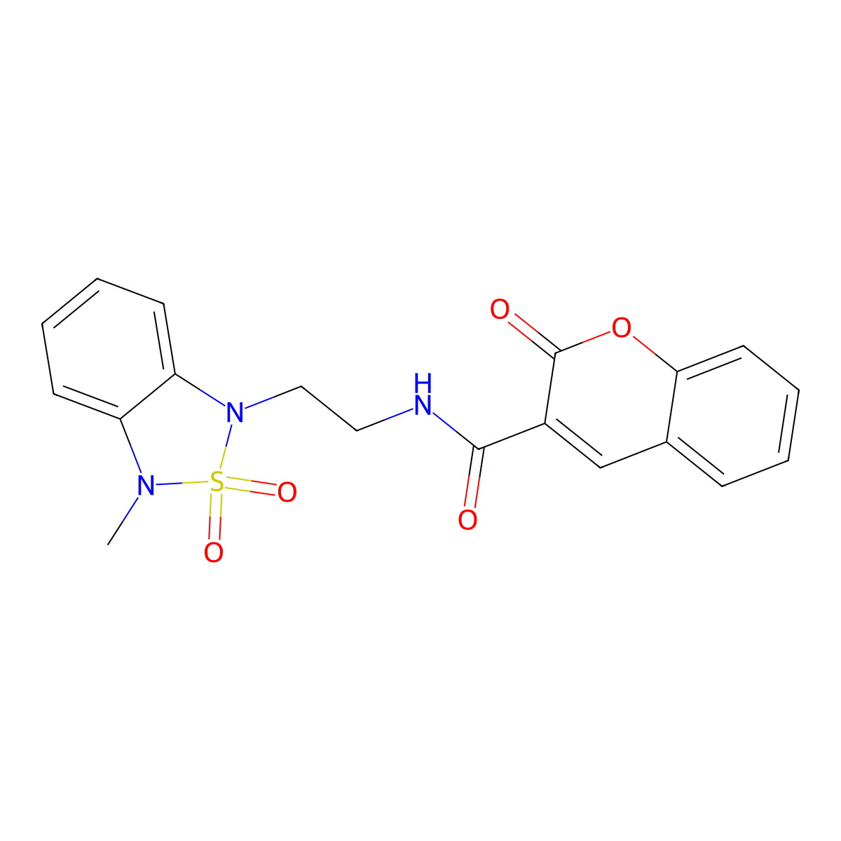N-(2-(3-methyl-2,2-dioxidobenzo[c][1,2,5]thiadiazol-1(3H)-yl)ethyl)-2-oxo-2H-chromene-3-carboxamide molecular structure, CAS 2034238-26-9