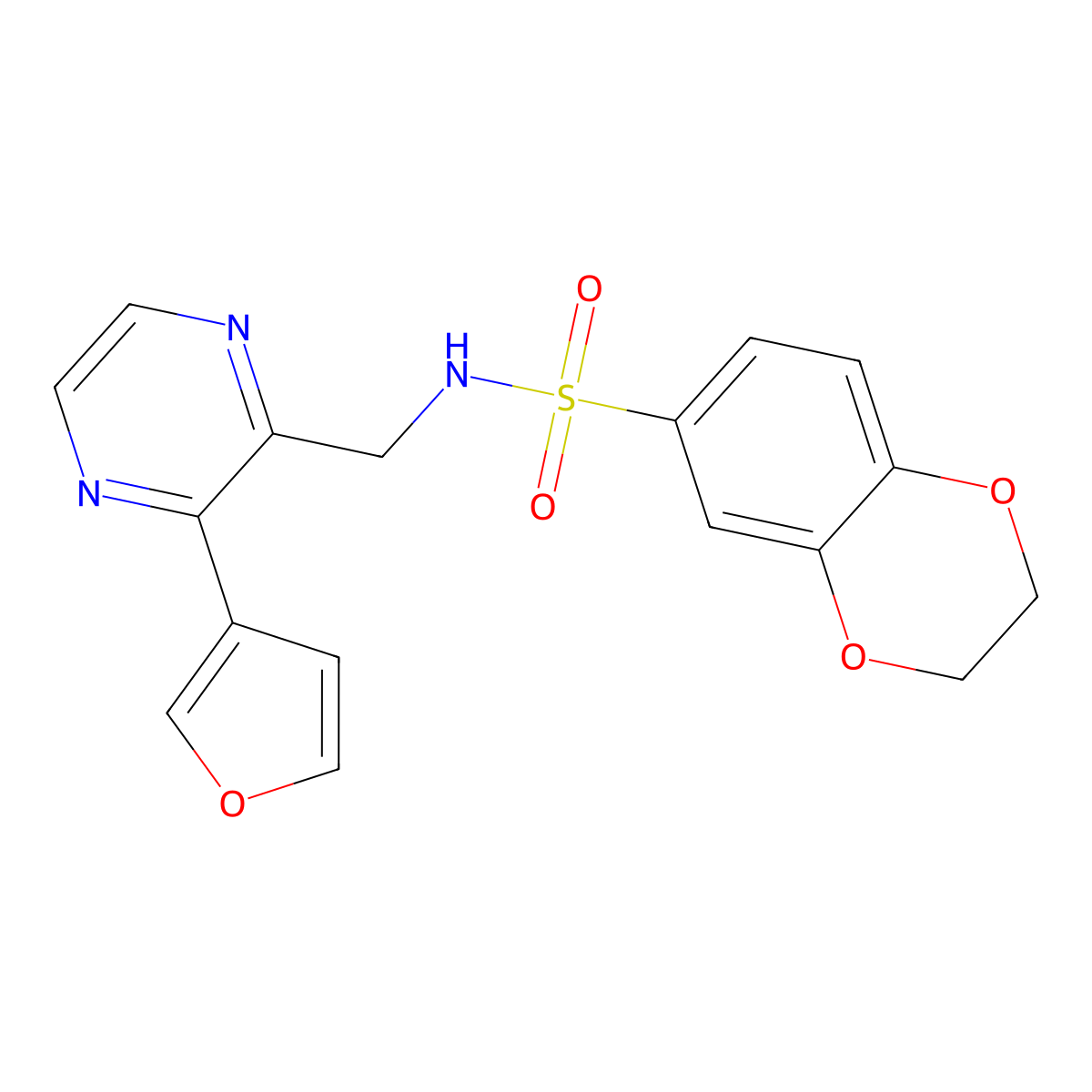 N-((3-(furan-3-yl)pyrazin-2-yl)methyl)-2,3-dihydrobenzo[b][1,4]dioxine-6-sulfonamide molecular structure, CAS 2034238-28-1