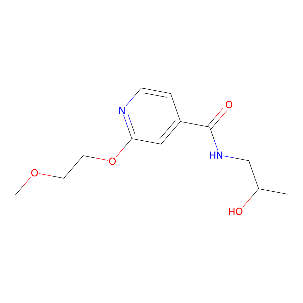 N-(2-hydroxypropyl)-2-(2-methoxyethoxy)isonicotinamide molecular structure, CAS 2034238-29-2