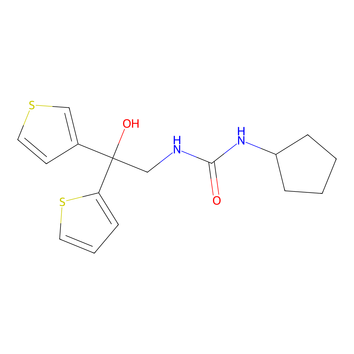 1-Cyclopentyl-3-[2-hydroxy-2-(thiophen-2-yl)-2-(thiophen-3-yl)ethyl]urea molecular structure, CAS 2034238-32-7