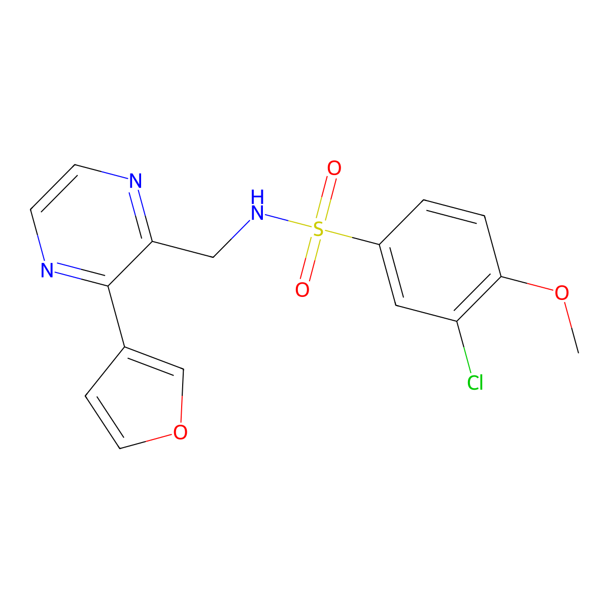 3-chloro-N-((3-(furan-3-yl)pyrazin-2-yl)methyl)-4-methoxybenzenesulfonamide molecular structure, CAS 2034238-39-4