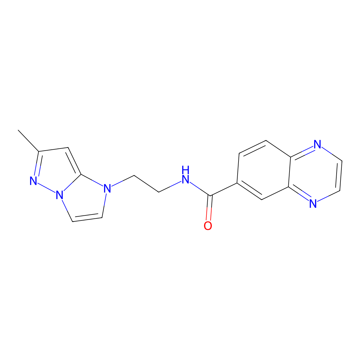 N-(2-(6-methyl-1H-imidazo[1,2-b]pyrazol-1-yl)ethyl)quinoxaline-6-carboxamide molecular structure, CAS 2034238-40-7