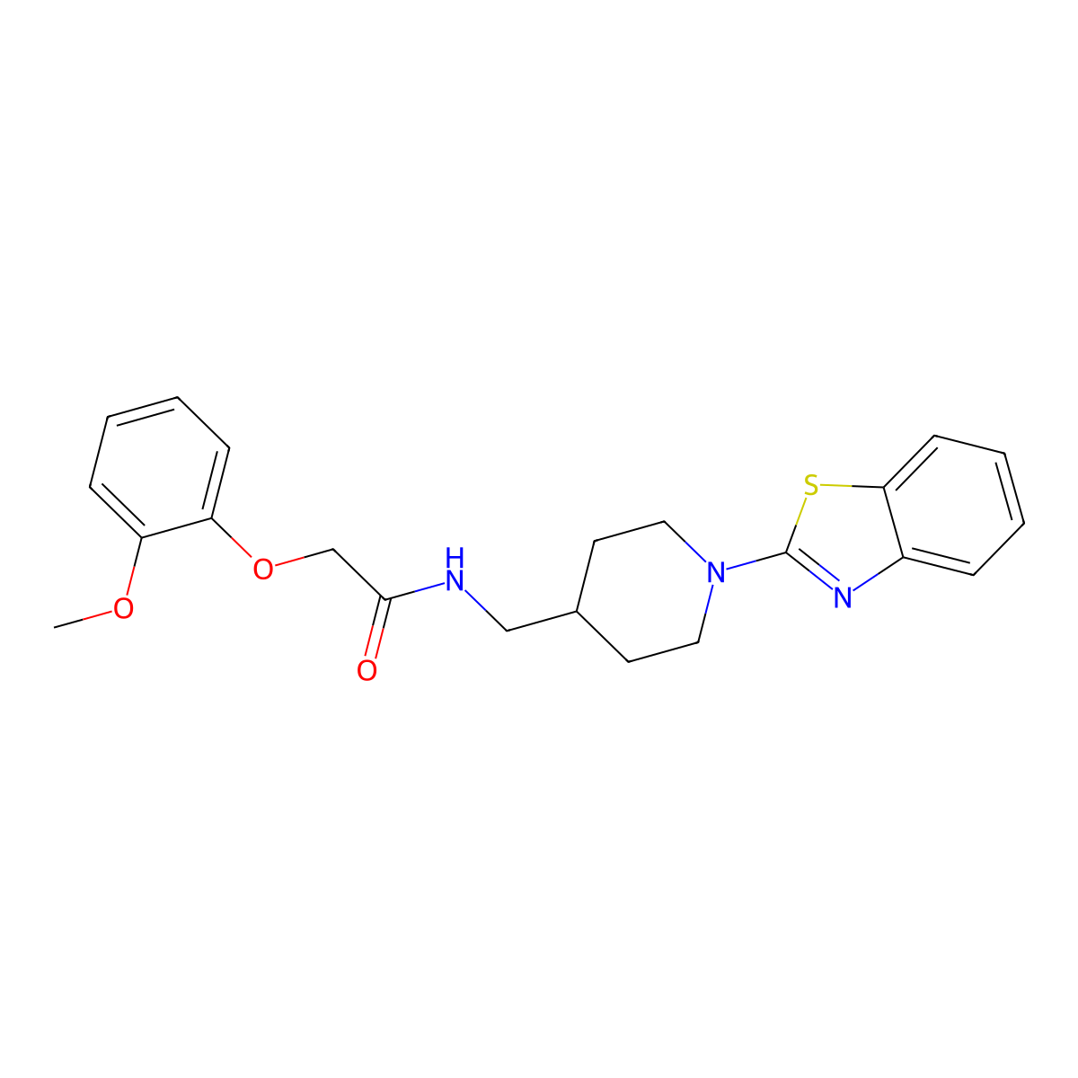 N-((1-(benzo[d]thiazol-2-yl)piperidin-4-yl)methyl)-2-(2-methoxyphenoxy)acetamide molecular structure, CAS 2034238-46-3
