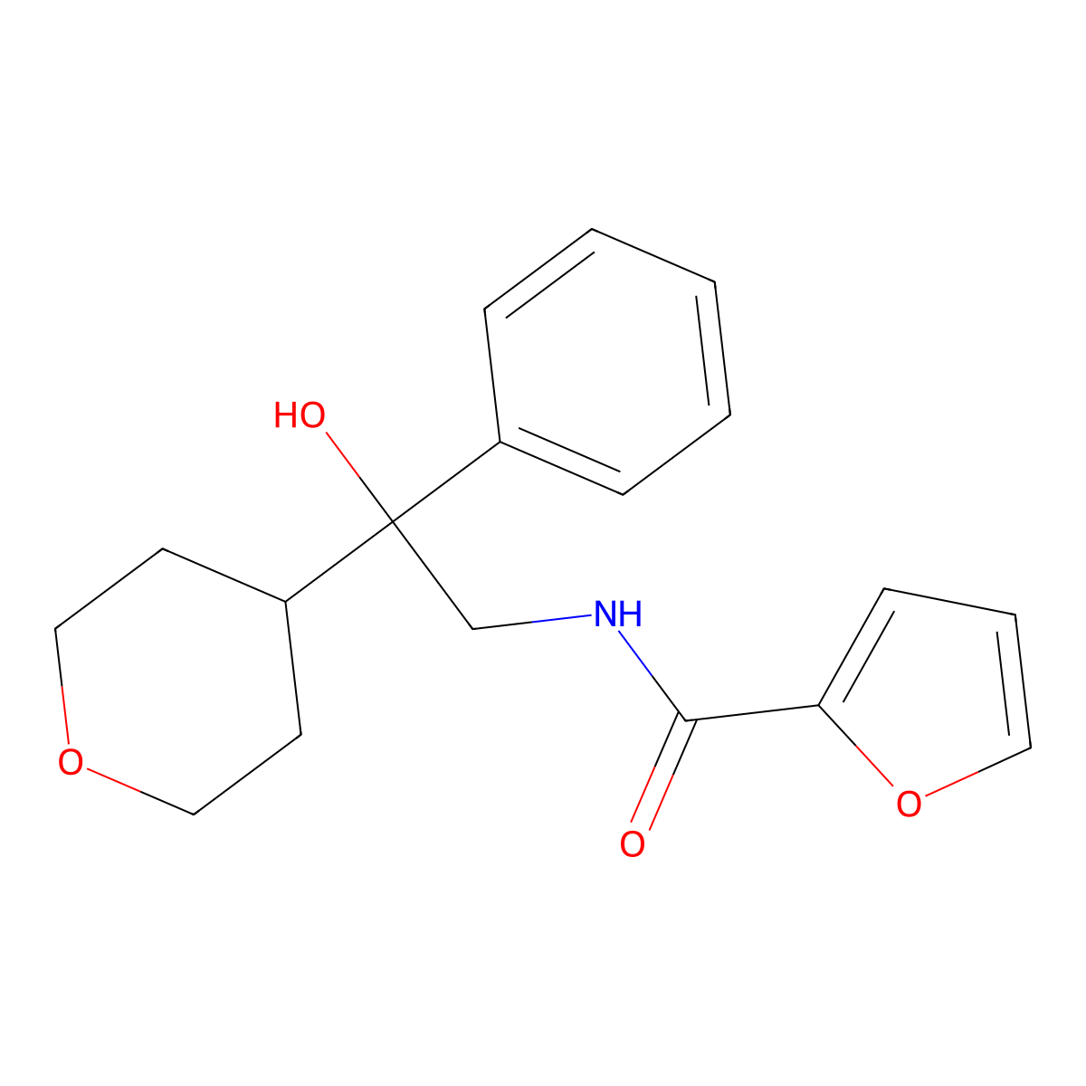 N-[2-hydroxy-2-(oxan-4-yl)-2-phenylethyl]furan-2-carboxamide molecular structure, CAS 2034238-59-8