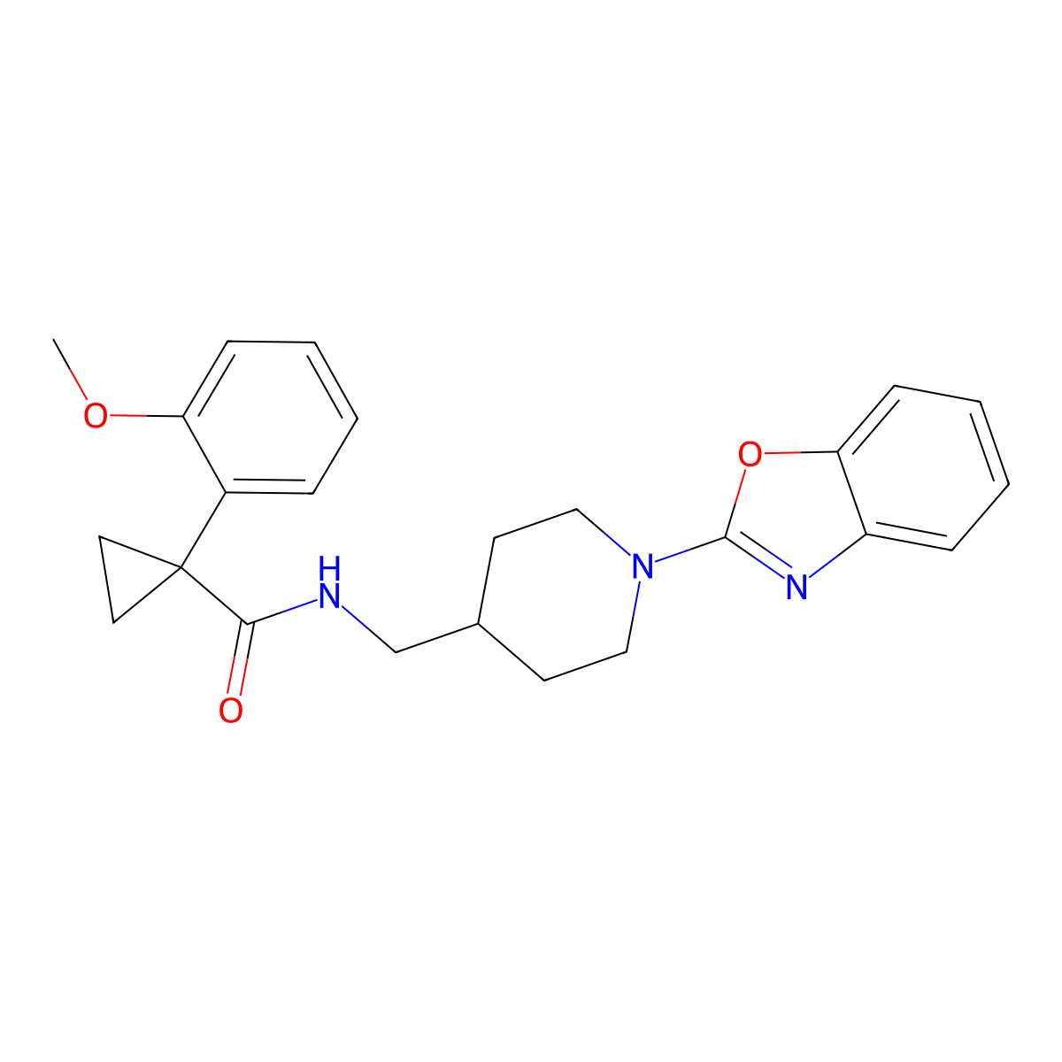 N-((1-(benzo[d]oxazol-2-yl)piperidin-4-yl)methyl)-1-(2-methoxyphenyl)cyclopropanecarboxamide molecular structure, CAS 2034238-66-7