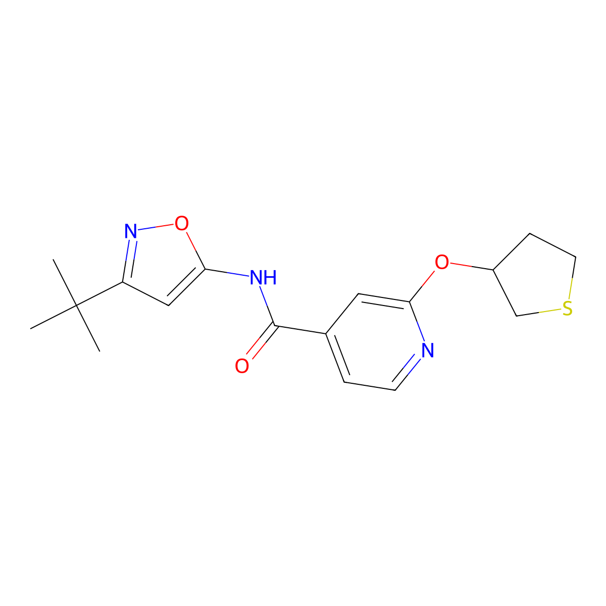 N-(3-(tert-butyl)isoxazol-5-yl)-2-((tetrahydrothiophen-3-yl)oxy)isonicotinamide molecular structure, CAS 2034238-71-4