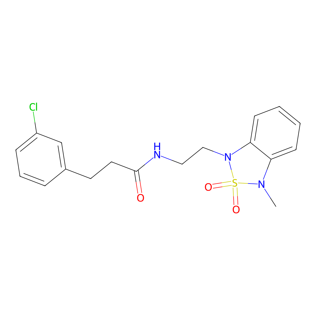 3-(3-chlorophenyl)-N-(2-(3-methyl-2,2-dioxidobenzo[c][1,2,5]thiadiazol-1(3H)-yl)ethyl)propanamide molecular structure, CAS 2034238-72-5