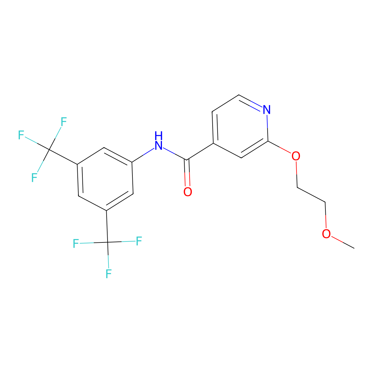 N-(3,5-bis(trifluoromethyl)phenyl)-2-(2-methoxyethoxy)isonicotinamide molecular structure, CAS 2034238-74-7