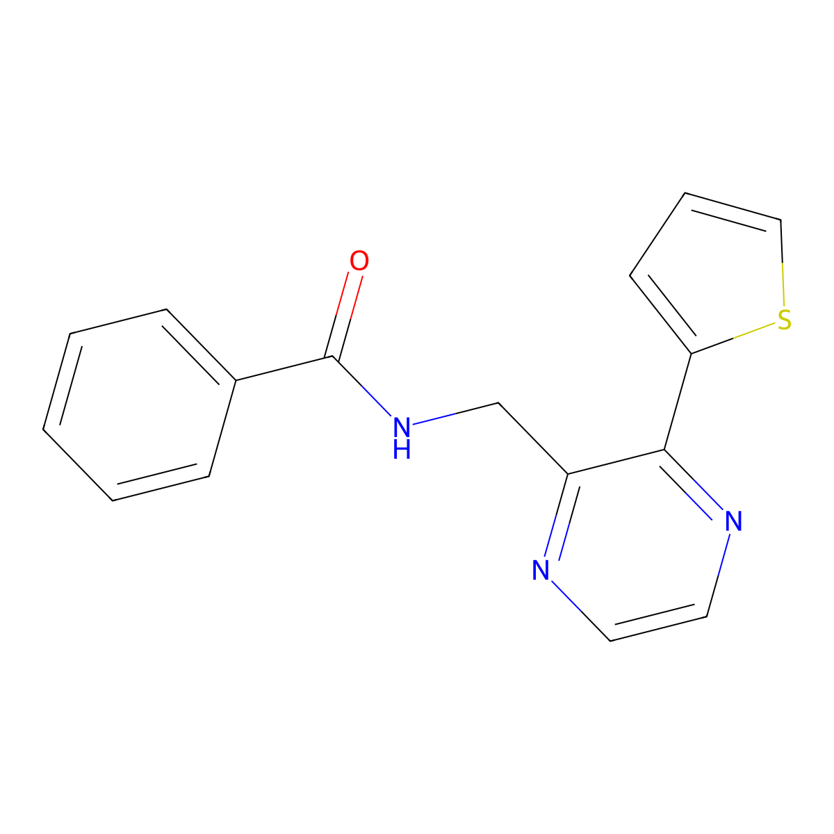 N-((3-(thiophen-2-yl)pyrazin-2-yl)methyl)benzamide molecular structure, CAS 2034238-75-8