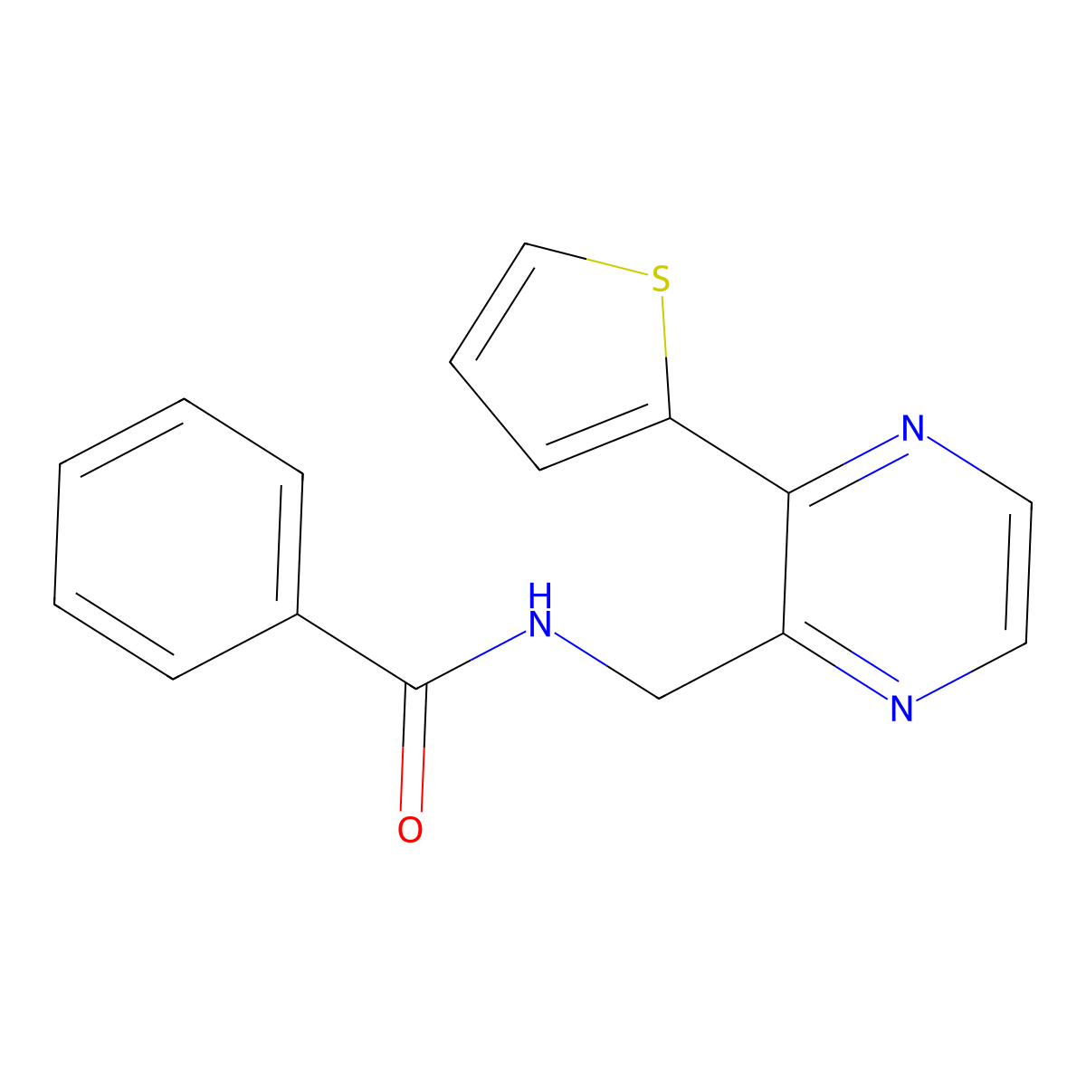 N-((3-(thiophen-2-yl)pyrazin-2-yl)methyl)benzamide molecular structure, CAS 2034238-75-8
