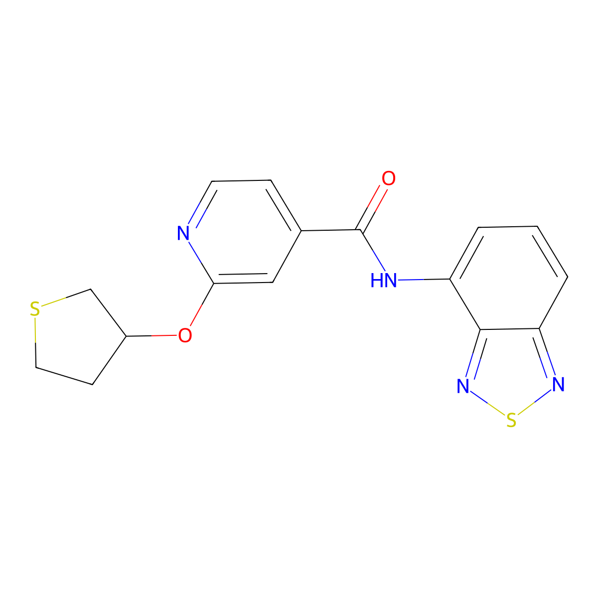 N-(benzo[c][1,2,5]thiadiazol-4-yl)-2-((tetrahydrothiophen-3-yl)oxy)isonicotinamide molecular structure, CAS 2034238-76-9