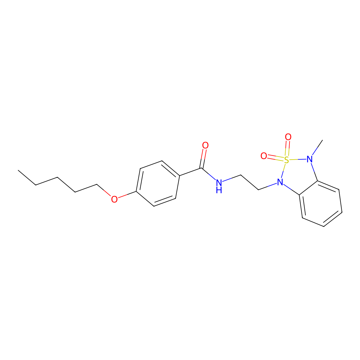 N-(2-(3-methyl-2,2-dioxidobenzo[c][1,2,5]thiadiazol-1(3H)-yl)ethyl)-4-(pentyloxy)benzamide molecular structure, CAS 2034238-77-0