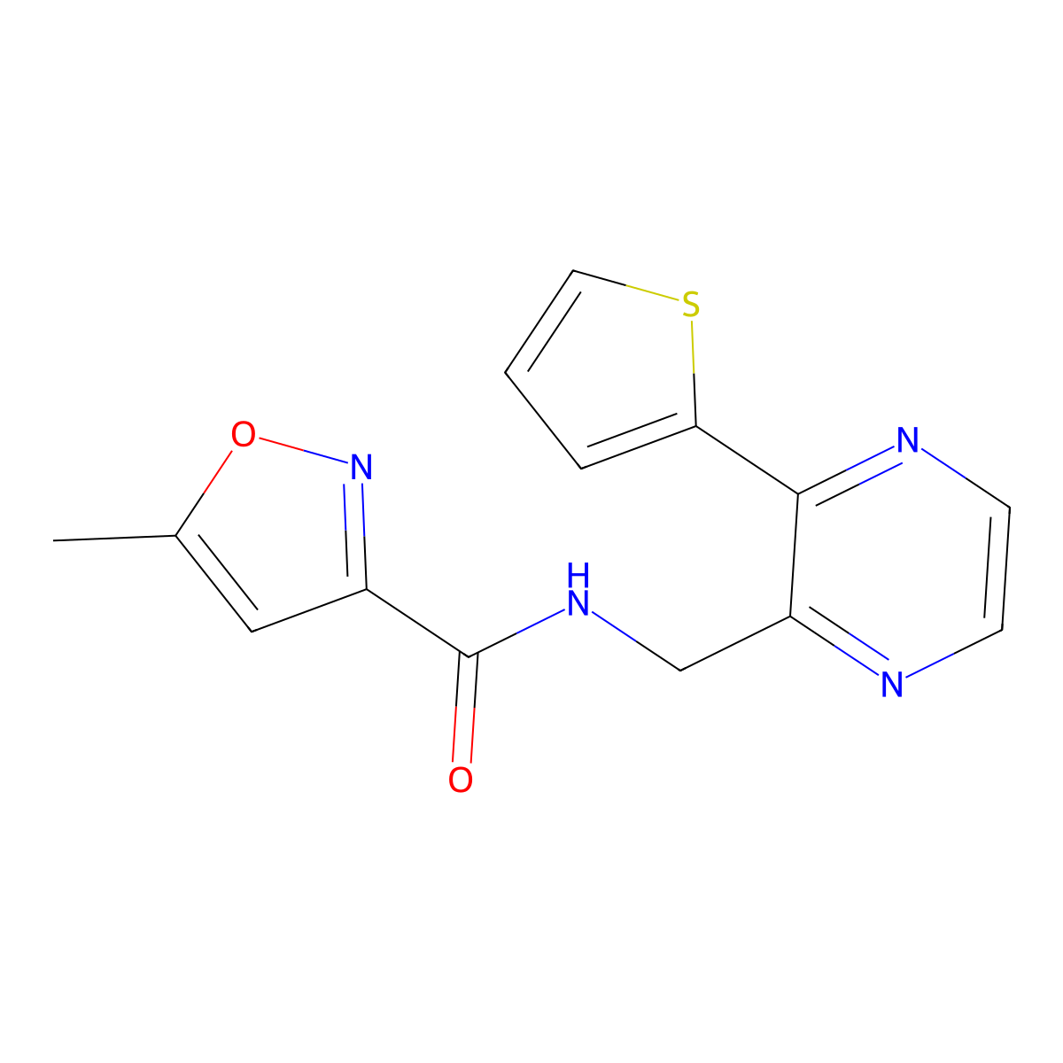 5-methyl-N-((3-(thiophen-2-yl)pyrazin-2-yl)methyl)isoxazole-3-carboxamide molecular structure, CAS 2034238-79-2