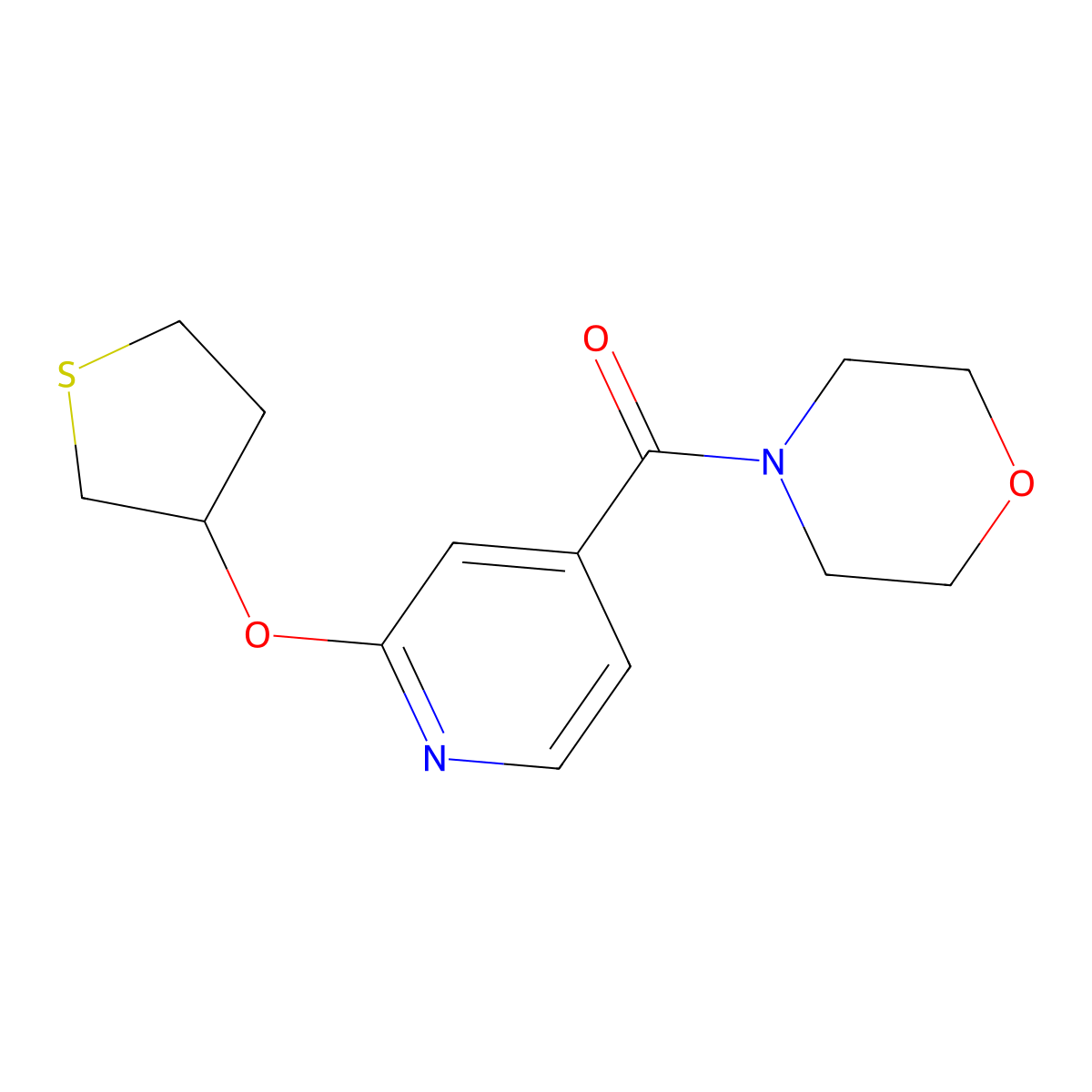 Morpholino(2-((tetrahydrothiophen-3-yl)oxy)pyridin-4-yl)methanone molecular structure, CAS 2034238-85-0