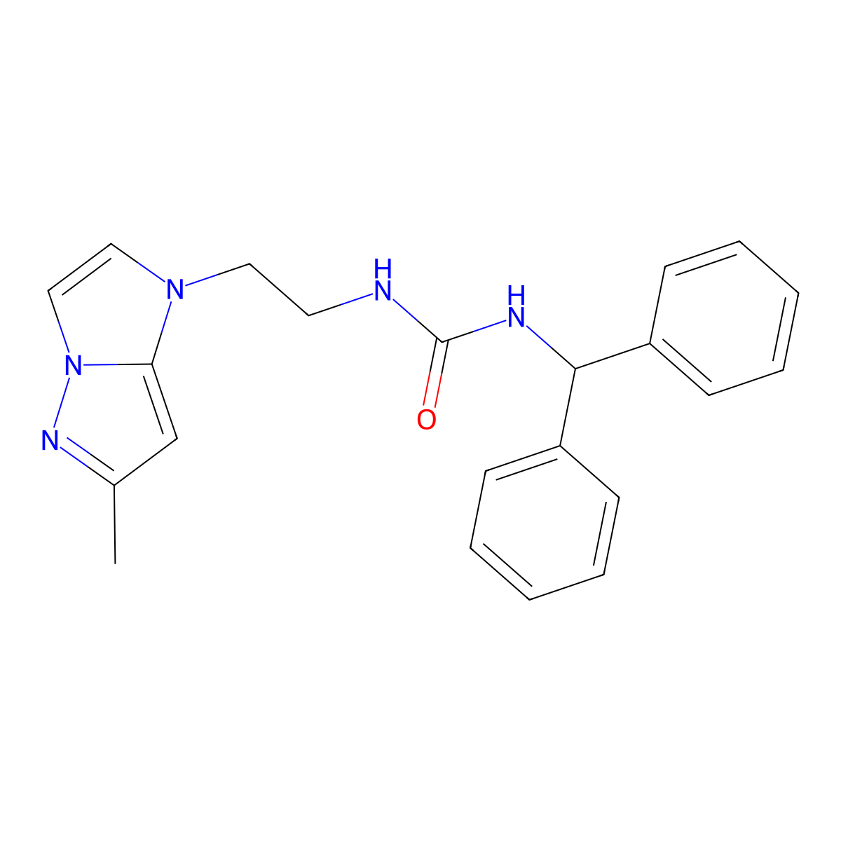 1-benzhydryl-3-(2-(6-methyl-1H-imidazo[1,2-b]pyrazol-1-yl)ethyl)urea molecular structure, CAS 2034238-87-2
