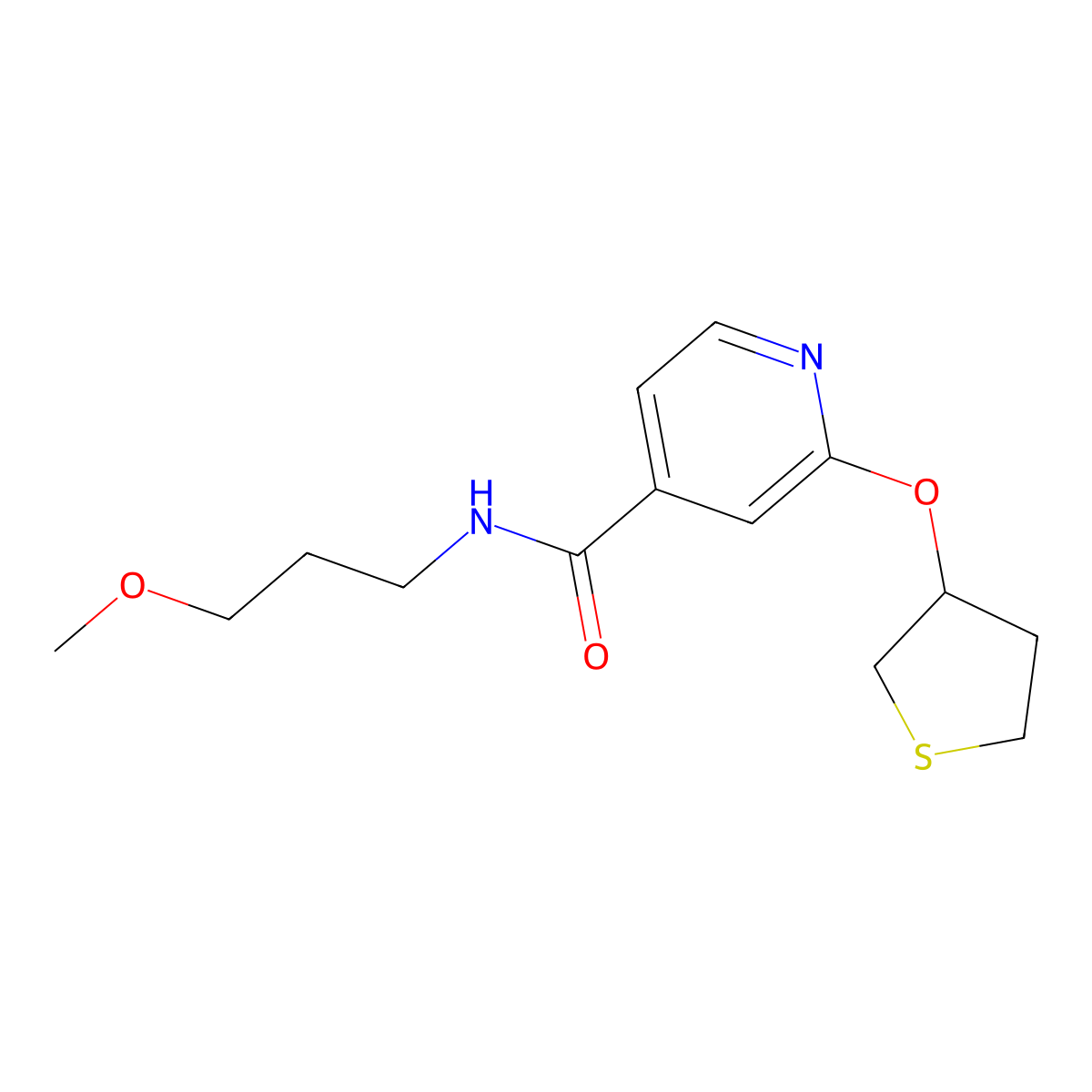 N-(3-methoxypropyl)-2-((tetrahydrothiophen-3-yl)oxy)isonicotinamide molecular structure, CAS 2034238-90-7