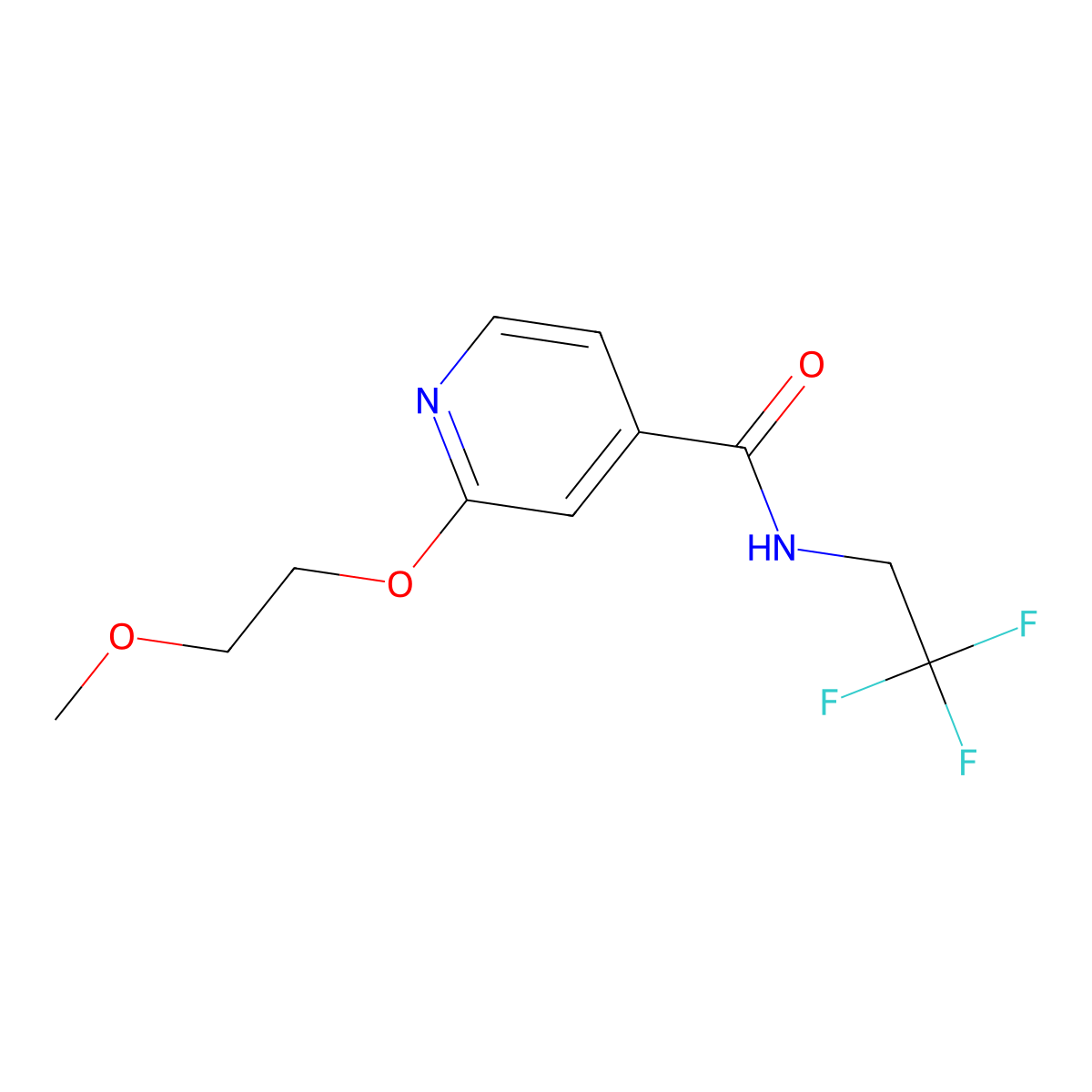 2-(2-methoxyethoxy)-N-(2,2,2-trifluoroethyl)isonicotinamide molecular structure, CAS 2034238-92-9