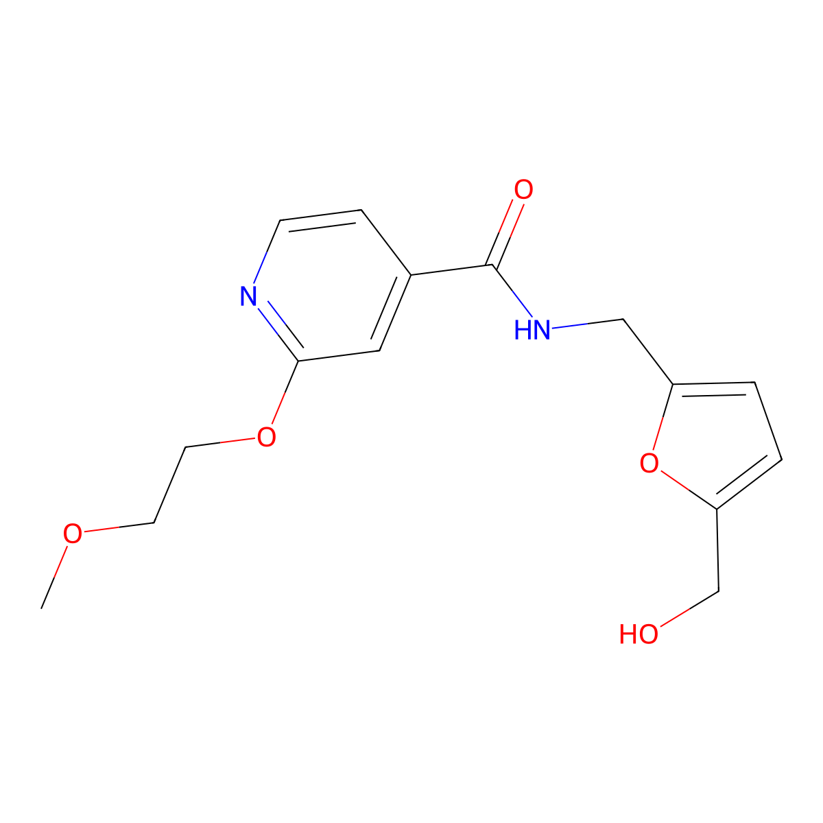 N-((5-(hydroxymethyl)furan-2-yl)methyl)-2-(2-methoxyethoxy)isonicotinamide molecular structure, CAS 2034238-99-6