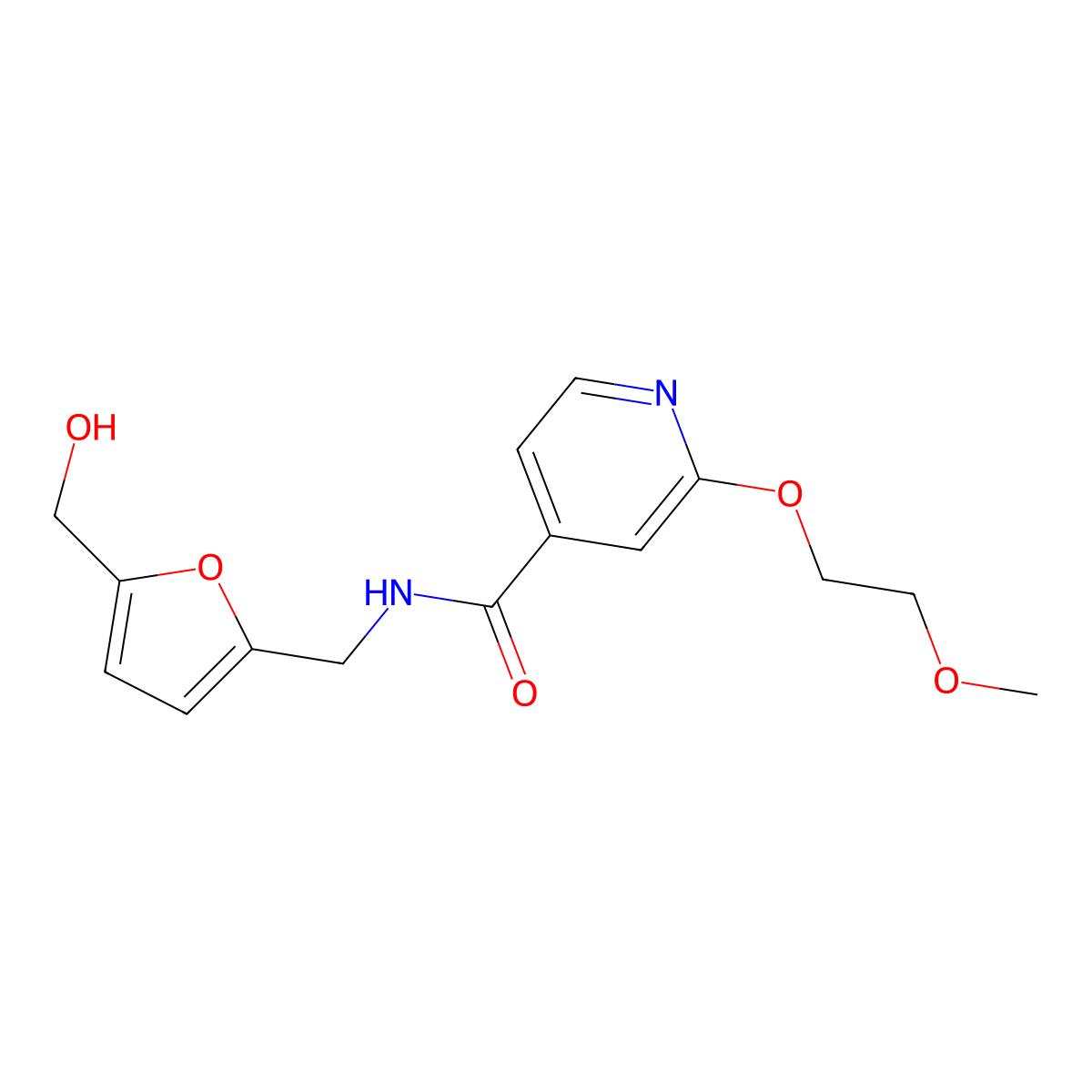 N-((5-(hydroxymethyl)furan-2-yl)methyl)-2-(2-methoxyethoxy)isonicotinamide molecular structure, CAS 2034238-99-6