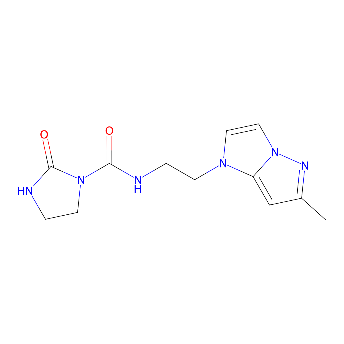 N-(2-(6-methyl-1H-imidazo[1,2-b]pyrazol-1-yl)ethyl)-2-oxoimidazolidine-1-carboxamide molecular structure, CAS 2034239-02-4