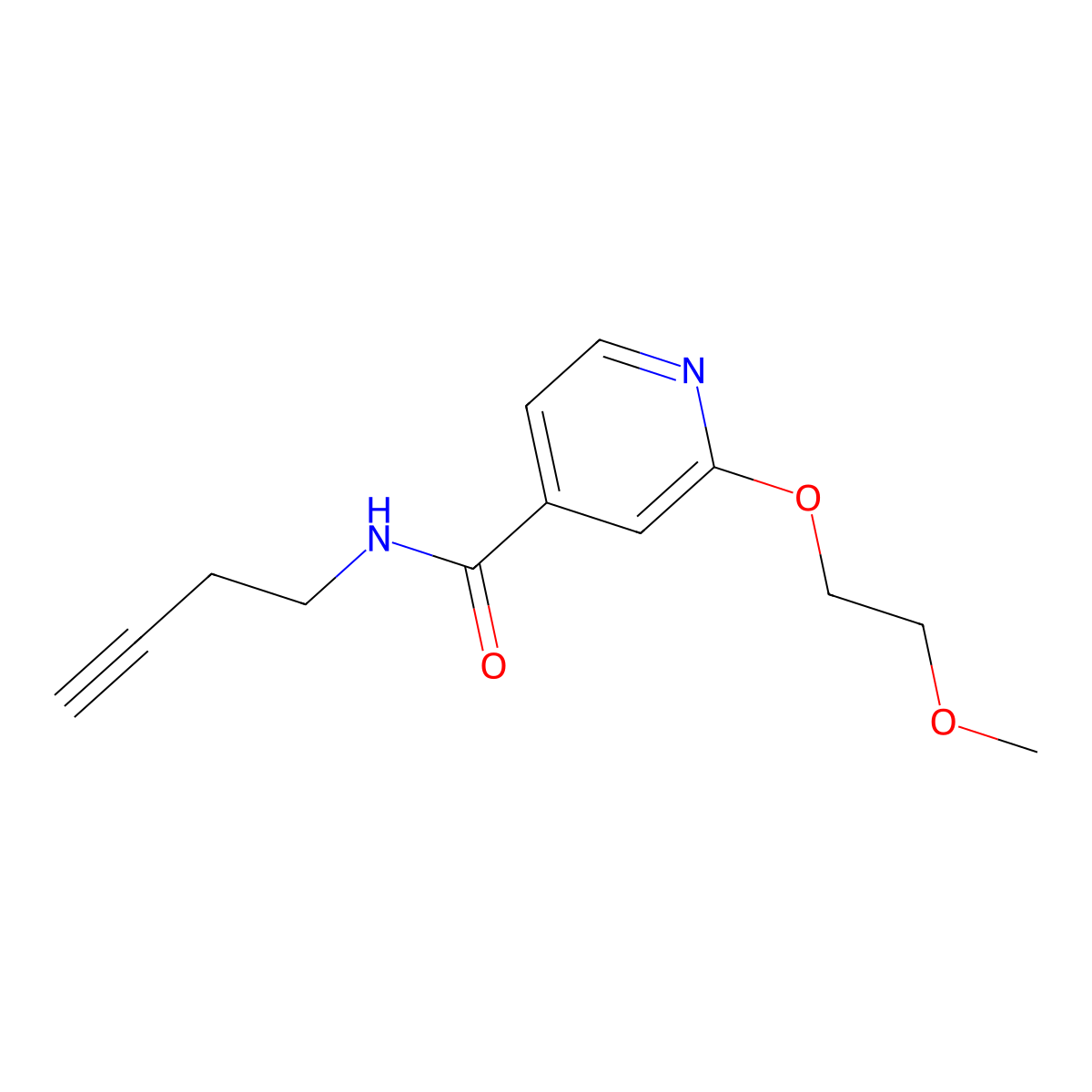 N-(but-3-yn-1-yl)-2-(2-methoxyethoxy)isonicotinamide molecular structure, CAS 2034239-05-7