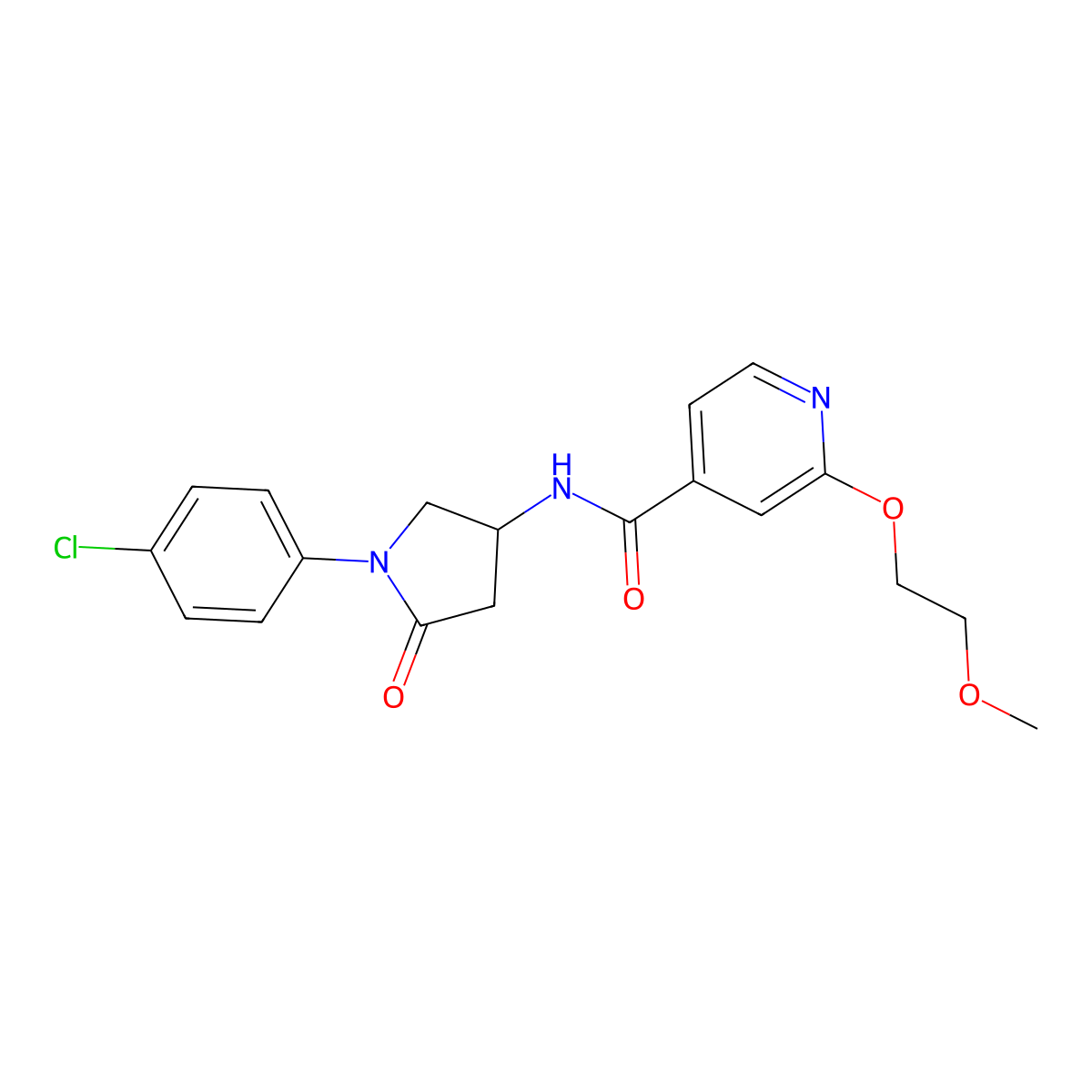 N-(1-(4-chlorophenyl)-5-oxopyrrolidin-3-yl)-2-(2-methoxyethoxy)isonicotinamide molecular structure, CAS 2034239-08-0